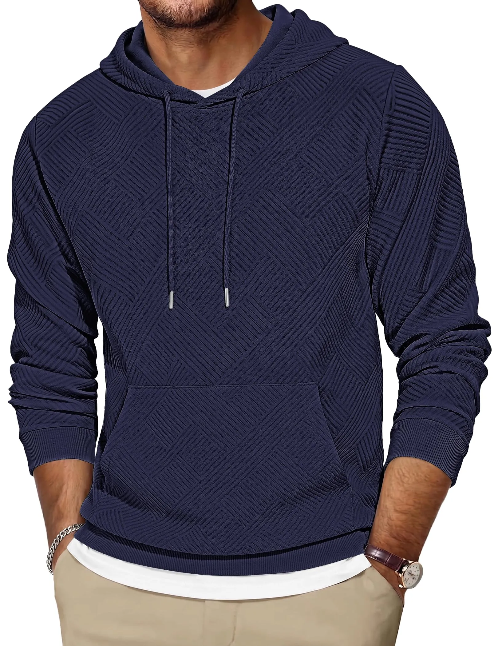 TARAINYA Felpa con Cappuccio Uomo Cotone Hoodie Blu marino XL - immagine 1