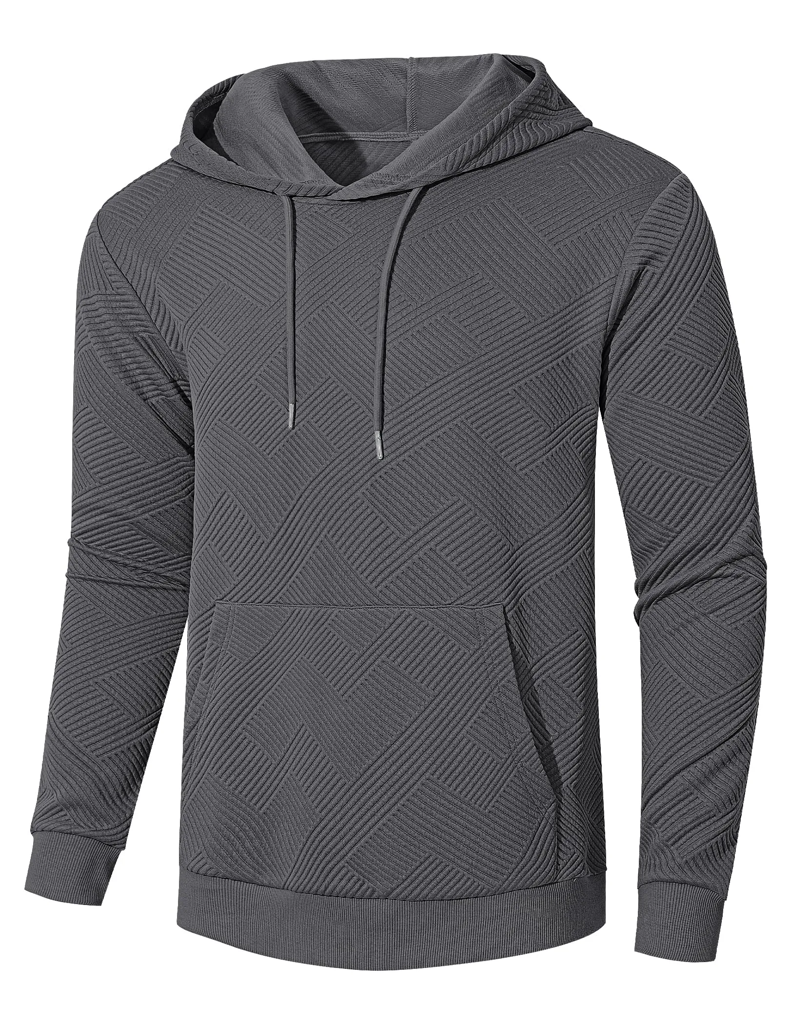 TARAINYA Felpa con Cappuccio Uomo Cotone Hoodie Grigio scuro XL - immagine 4