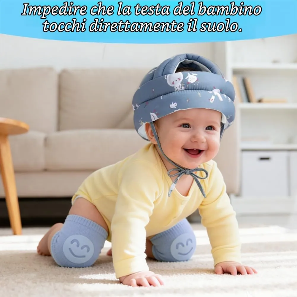 HAGOT Caschetto Primi Passi, Primi Passi Per Bambini Neonati, Protezione Anticollisione Regolabile e Traspirante, con Ginocchiere - immagine 5