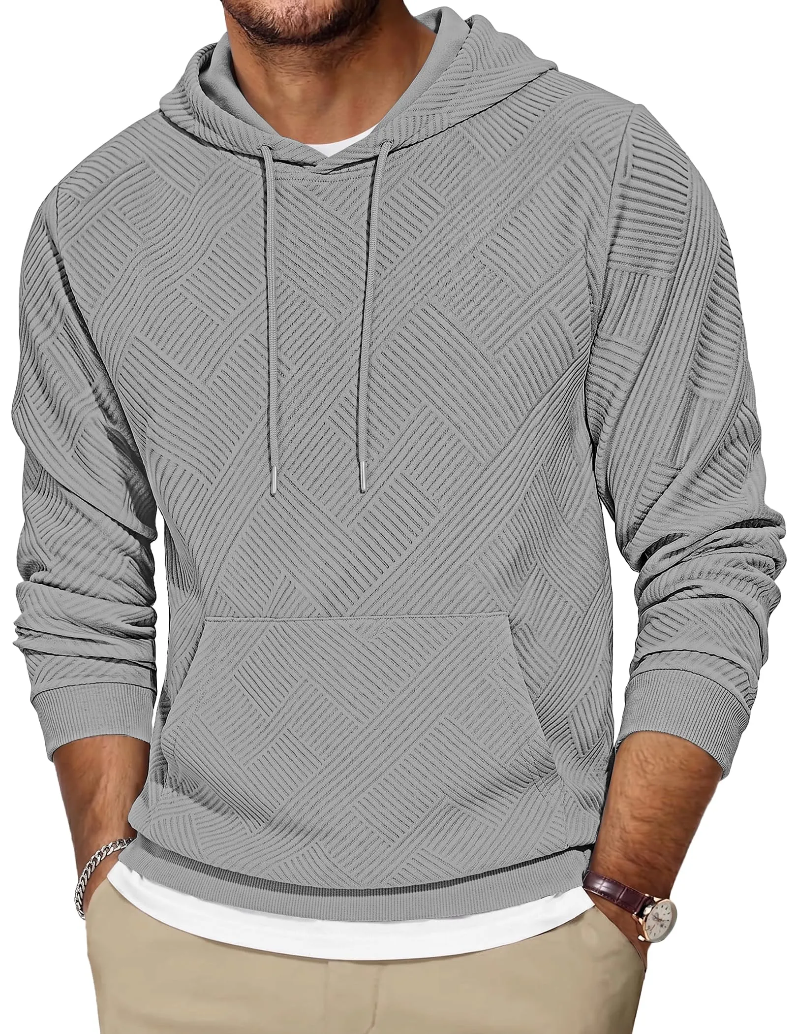 TARAINYA Felpa con Cappuccio Uomo Cotone Hoodie Grigio 3XL - immagine 1