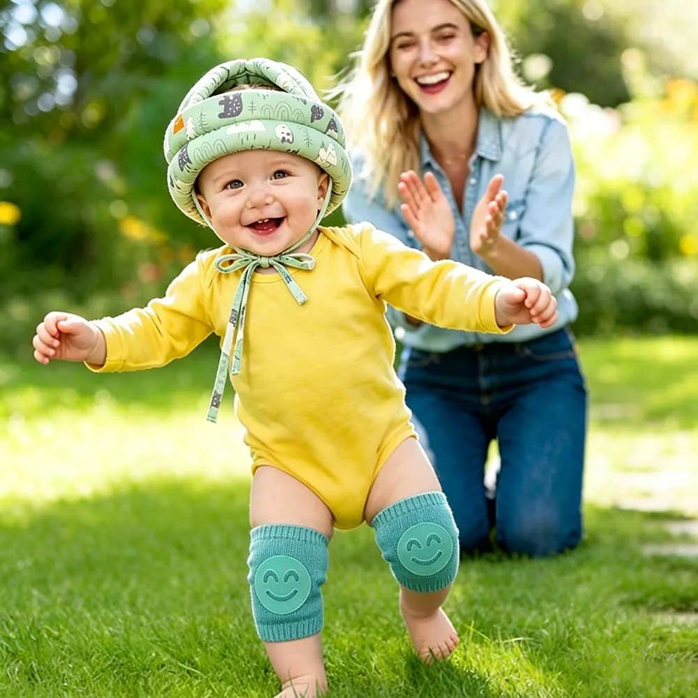 HAGOT Caschetto Primi Passi, Primi Passi Per Bambini Neonati, Protezione Anticollisione Regolabile e Traspirante, con Ginocchiere - immagine 7