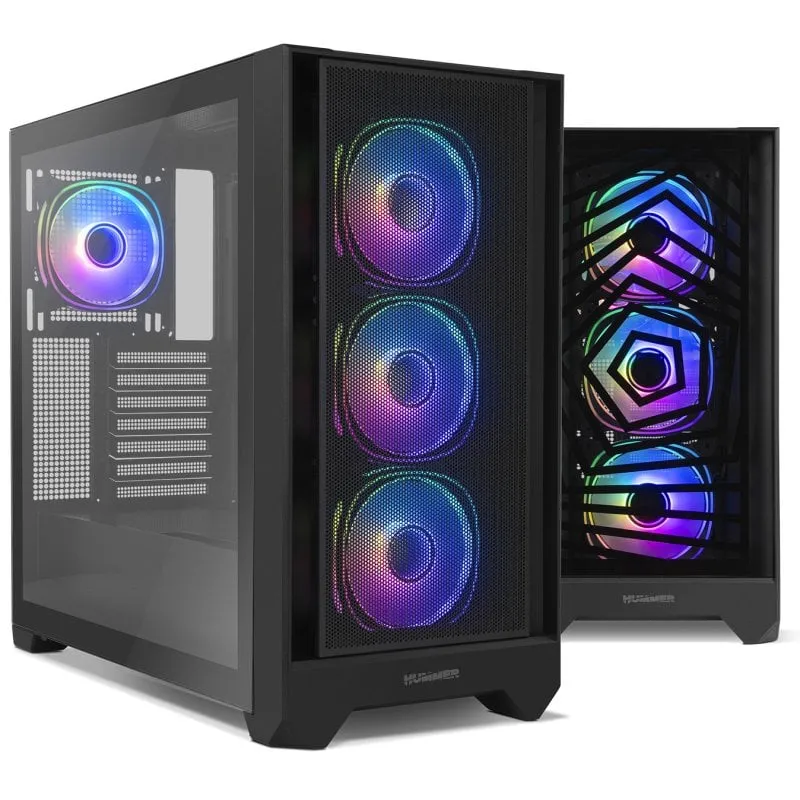 Nox Hummer PLASMA Mid Tower ARGB Vetro temperato USB-C Nero - immagine 1