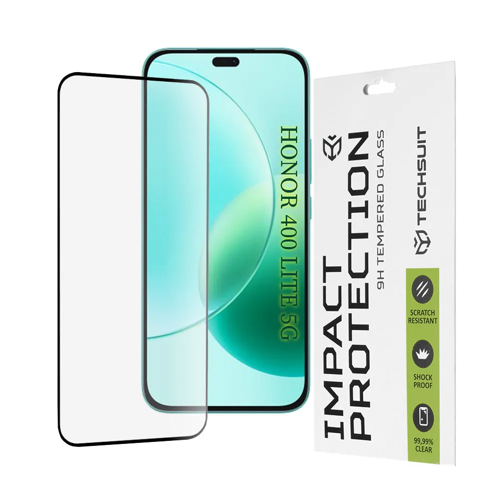 Pellicola protettiva per schermo Techsuit per Honor 400 Lite / X8c / X8b, Vetro Temperato, Full Glue, 111D, Nera - immagine 1