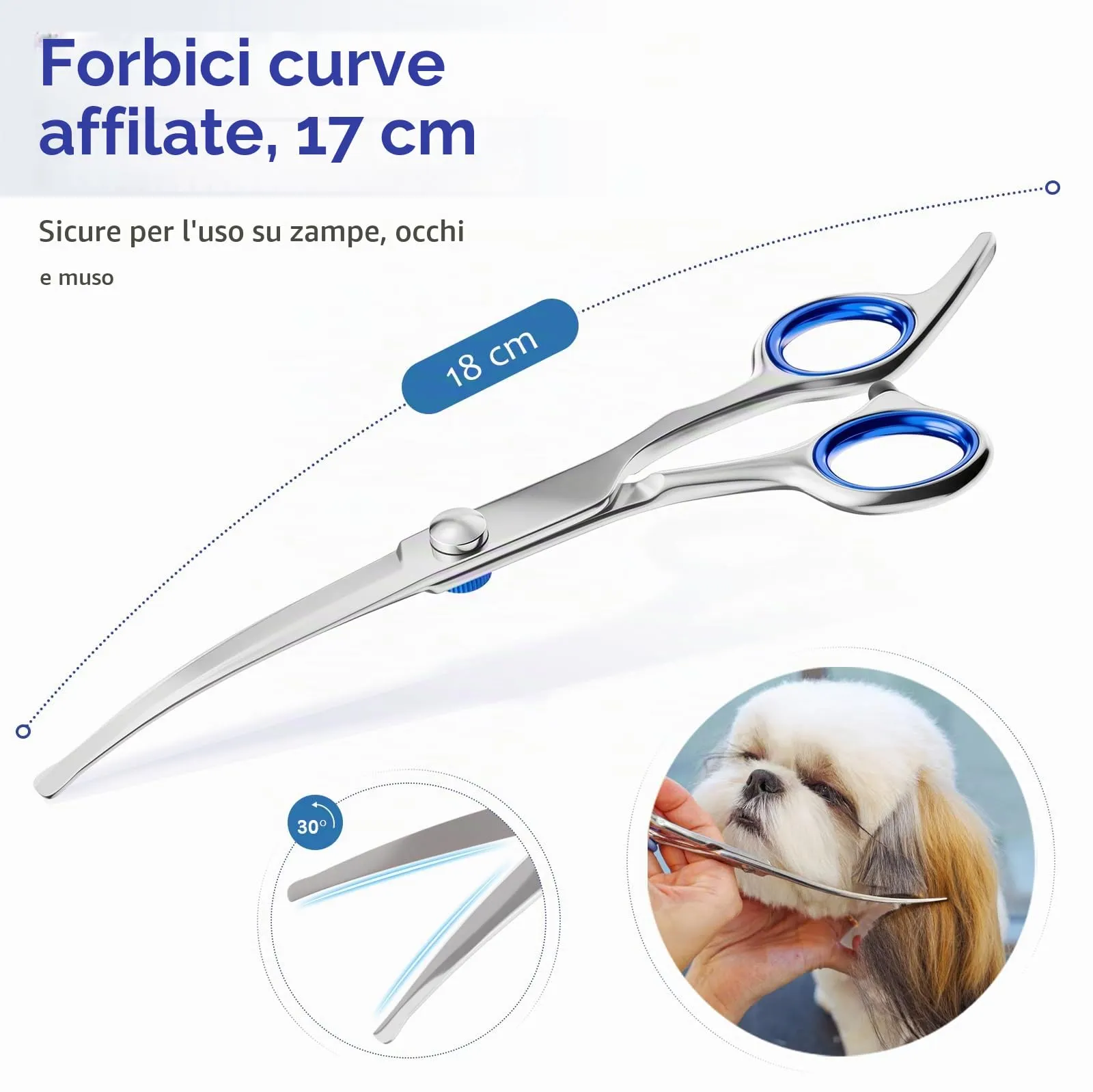 Forbici Toelettatura Cani, Punte Arrotondate Sicure,Per Faccia, Zampe,Coda - immagine 3