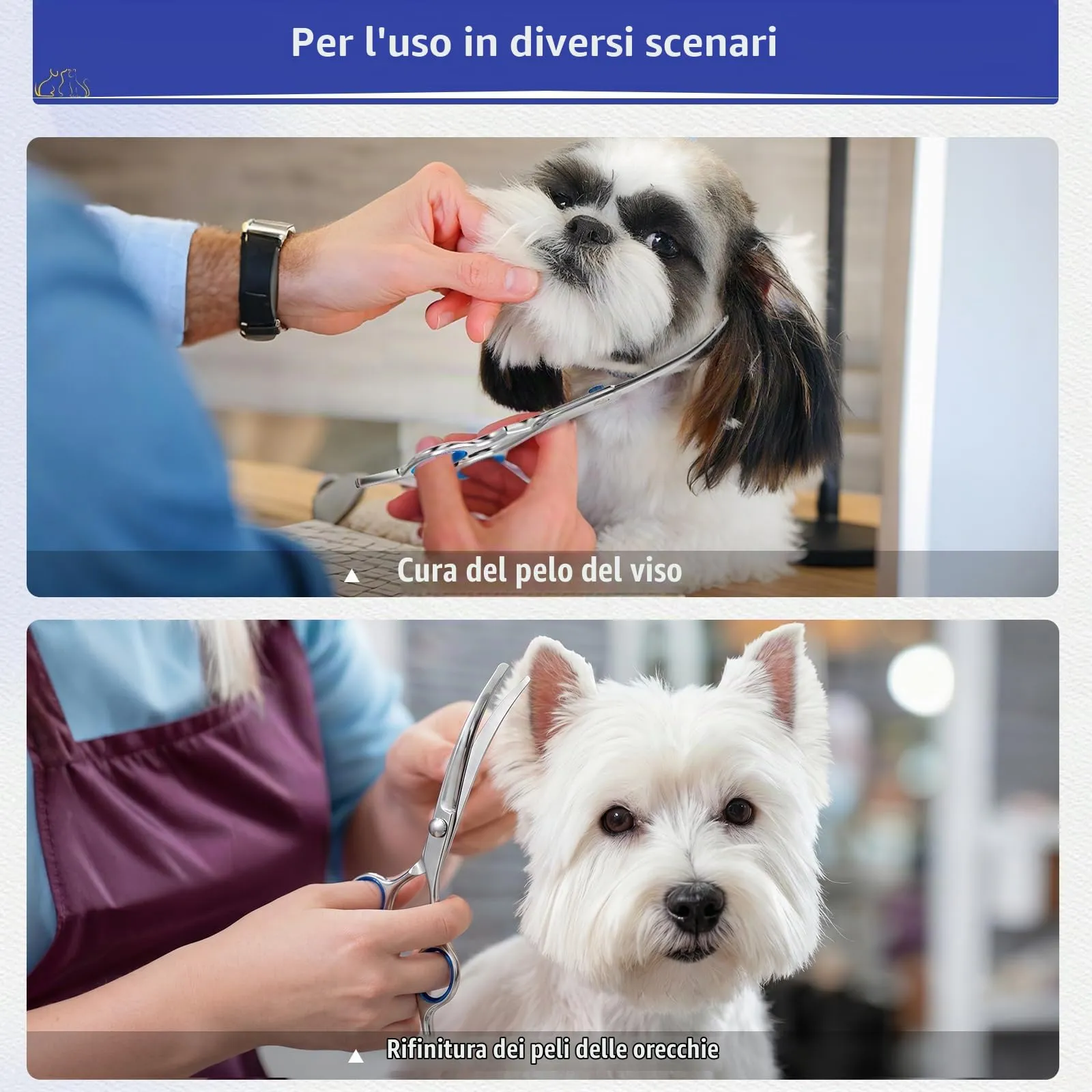 Forbici Toelettatura Cani, Punte Arrotondate Sicure,Per Faccia, Zampe,Coda - immagine 6