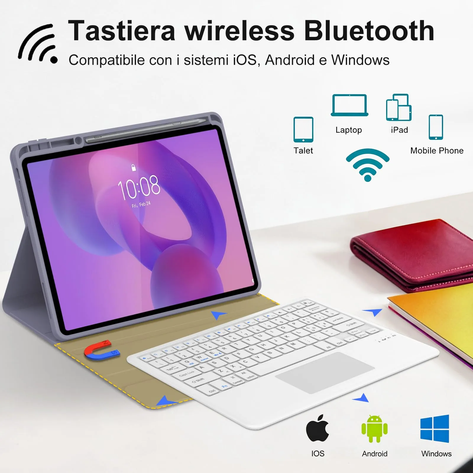 FOGARI Per Lenovo Idea Tab Pro 2025 12.7 Pollici Cover Tastiera - immagine 3
