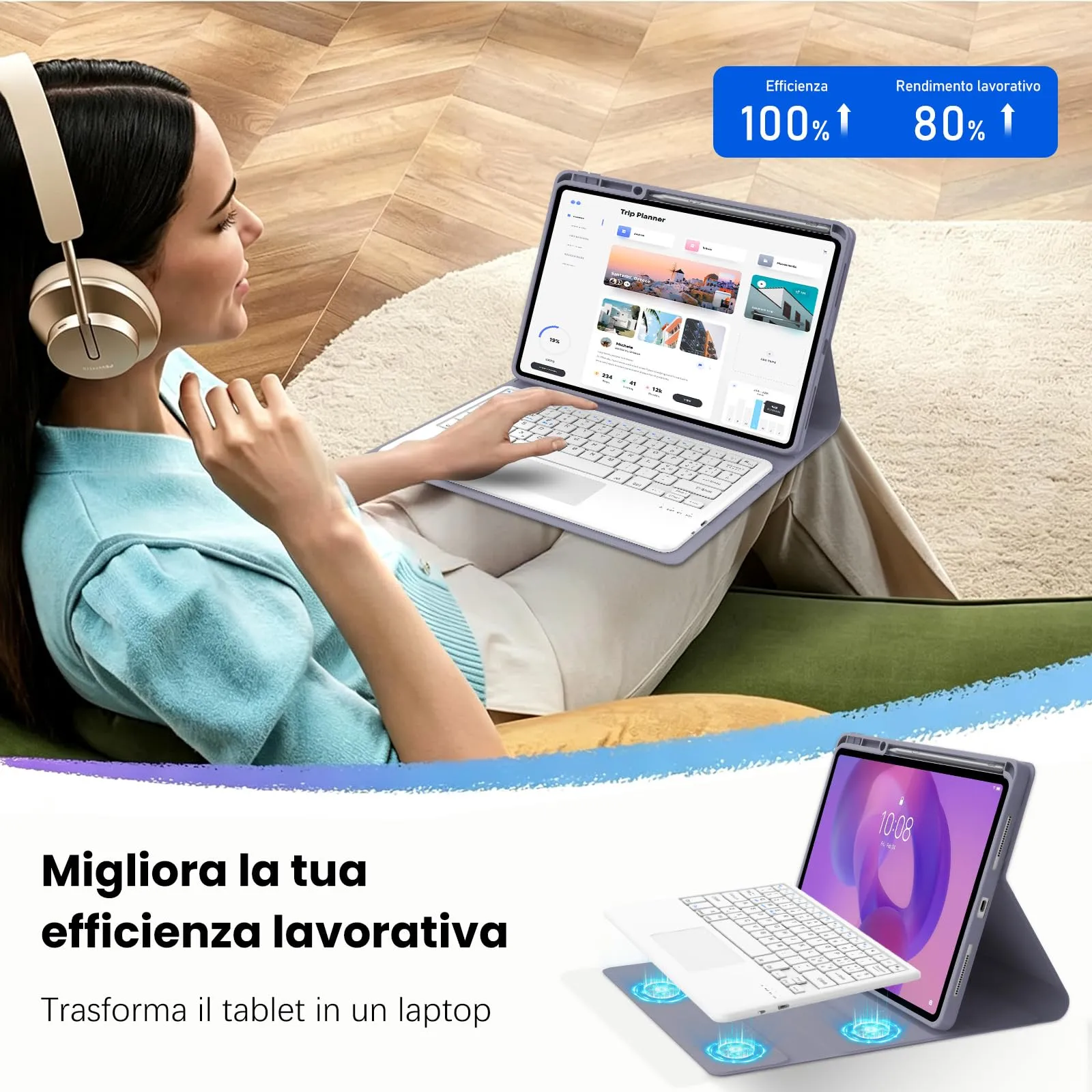 FOGARI Per Lenovo Idea Tab Pro 2025 12.7 Pollici Cover Tastiera - immagine 8