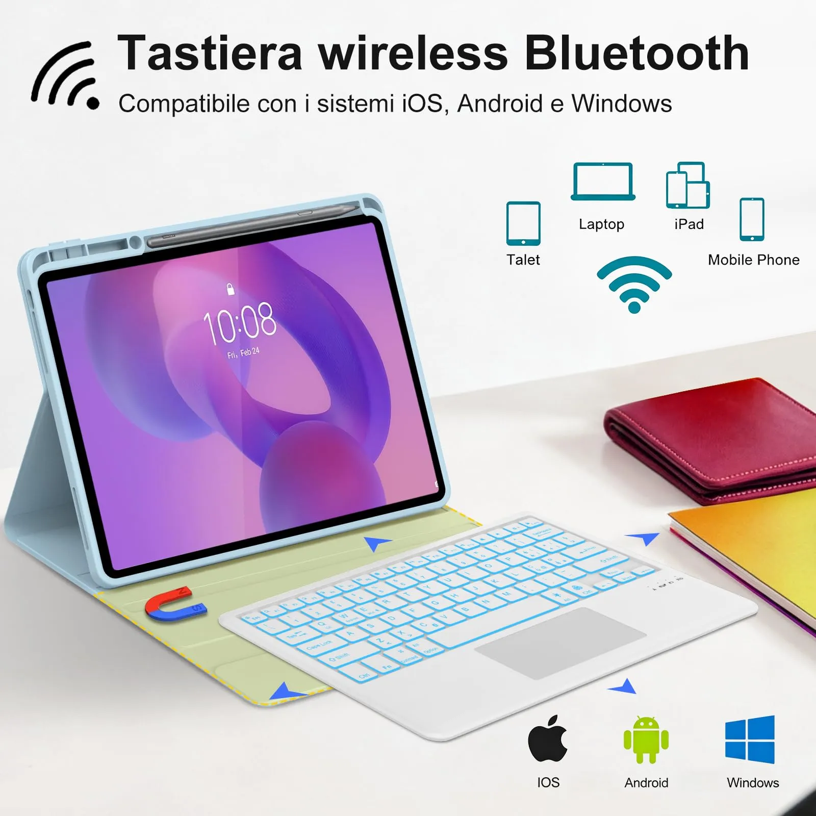 FOGARI Per Lenovo Idea Tab Pro 2025 12.7 Pollici Cover Tastiera - immagine 3