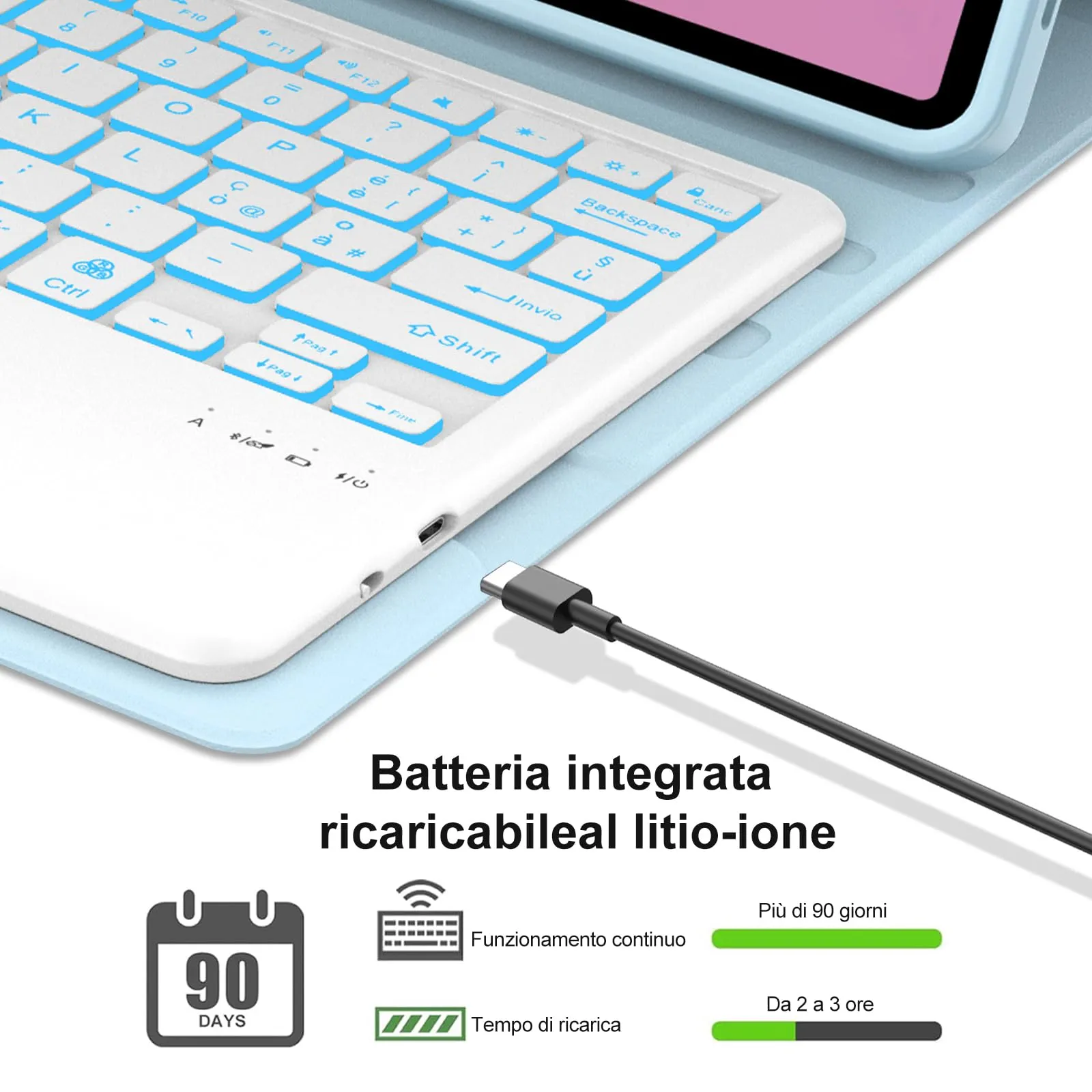 FOGARI Per Lenovo Idea Tab Pro 2025 12.7 Pollici Cover Tastiera - immagine 4