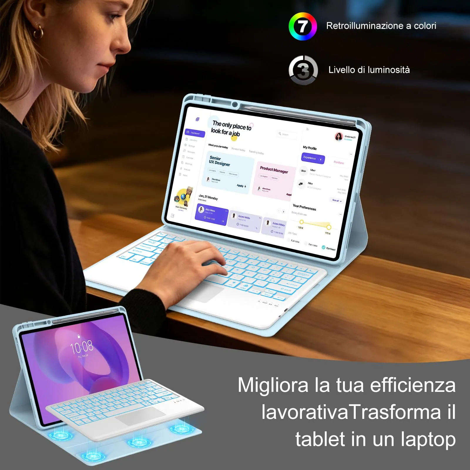 FOGARI Per Lenovo Idea Tab Pro 2025 12.7 Pollici Cover Tastiera - immagine 6