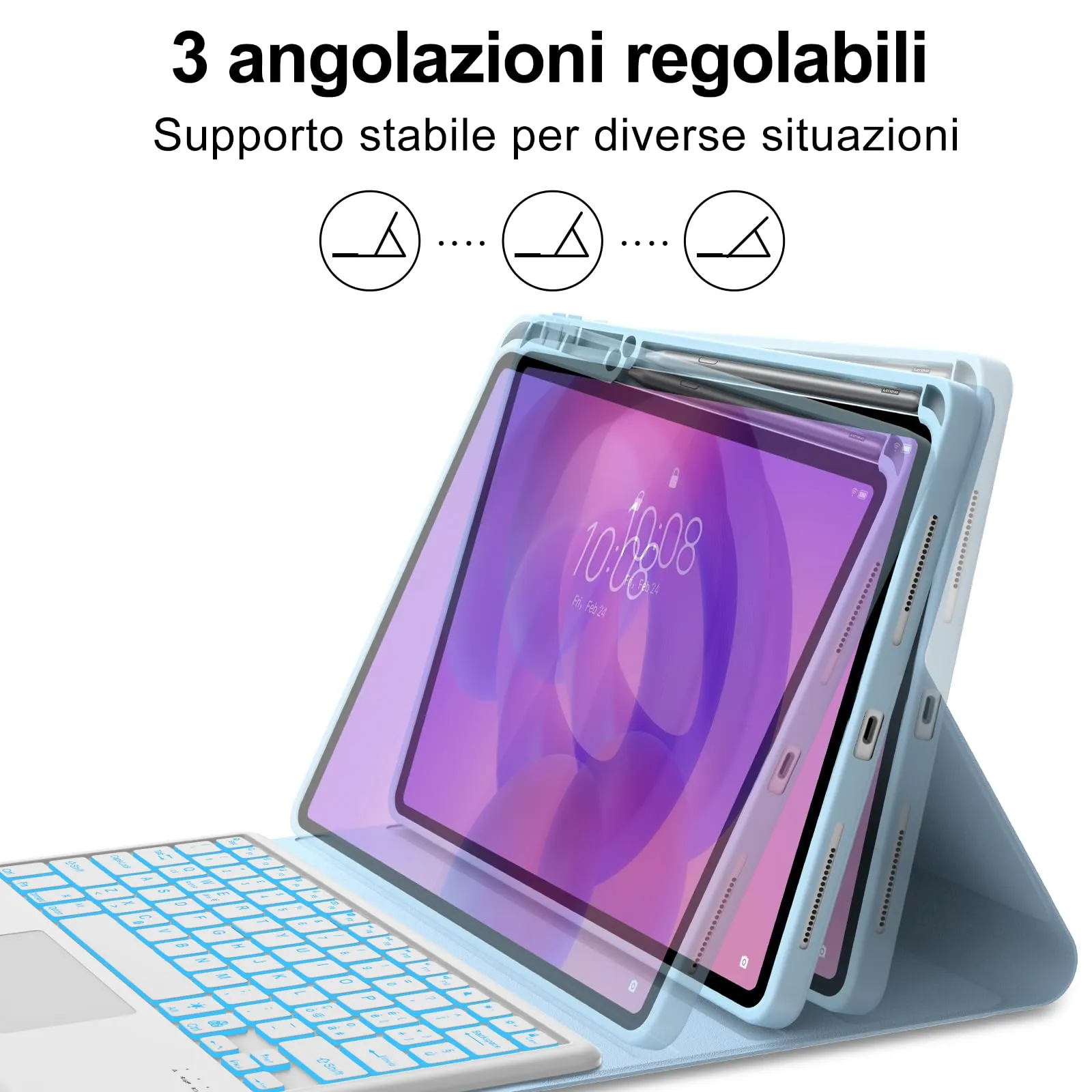 FOGARI Per Lenovo Idea Tab Pro 2025 12.7 Pollici Cover Tastiera - immagine 8