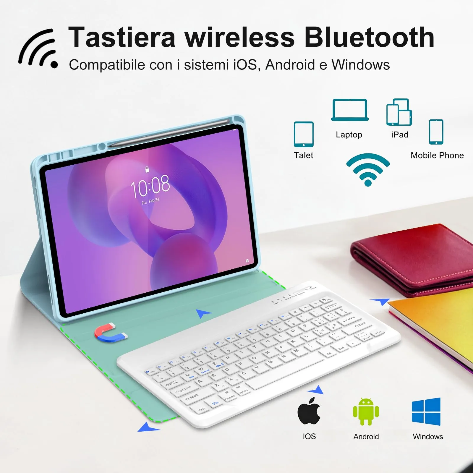 FOGARI Per Lenovo Idea Tab Pro 2025 12.7 Pollici Cover Tastiera - immagine 3