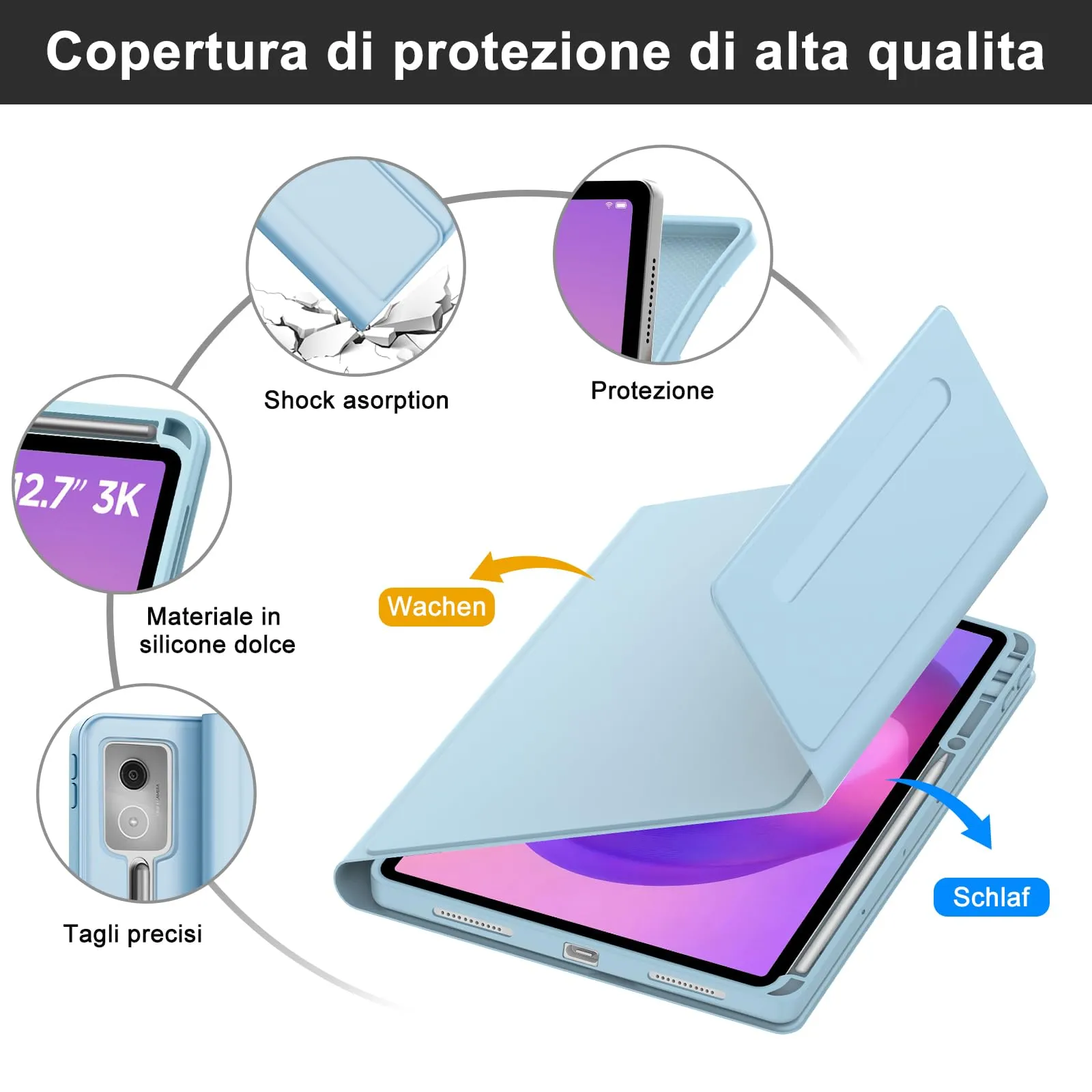 FOGARI Per Lenovo Idea Tab Pro 2025 12.7 Pollici Cover Tastiera - immagine 5