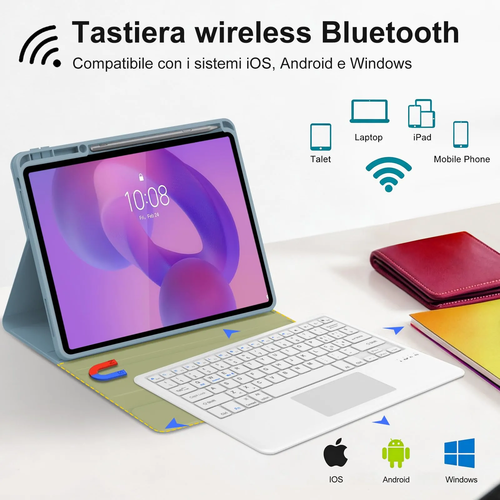 FOGARI Per Lenovo Idea Tab Pro 2025 12.7 Pollici Cover Tastiera - immagine 3