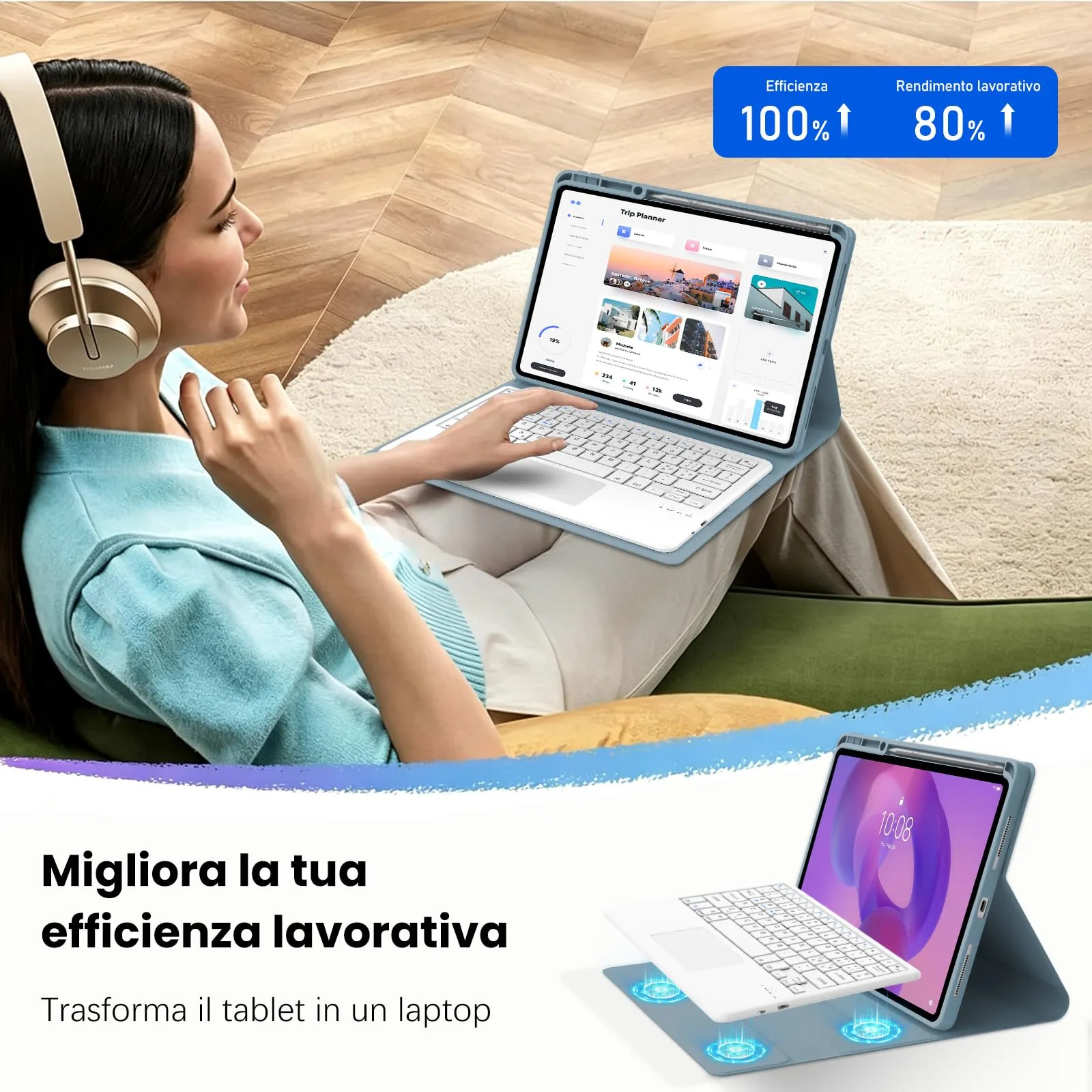 FOGARI Per Lenovo Idea Tab Pro 2025 12.7 Pollici Cover Tastiera - immagine 8