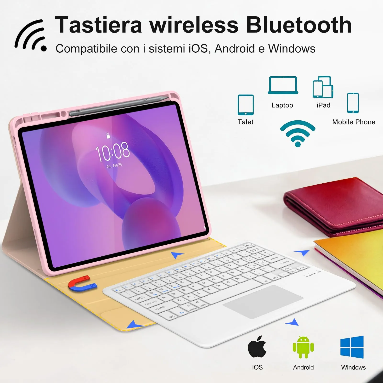 FOGARI Per Lenovo Idea Tab Pro 2025 12.7 Pollici Cover Tastiera - immagine 3