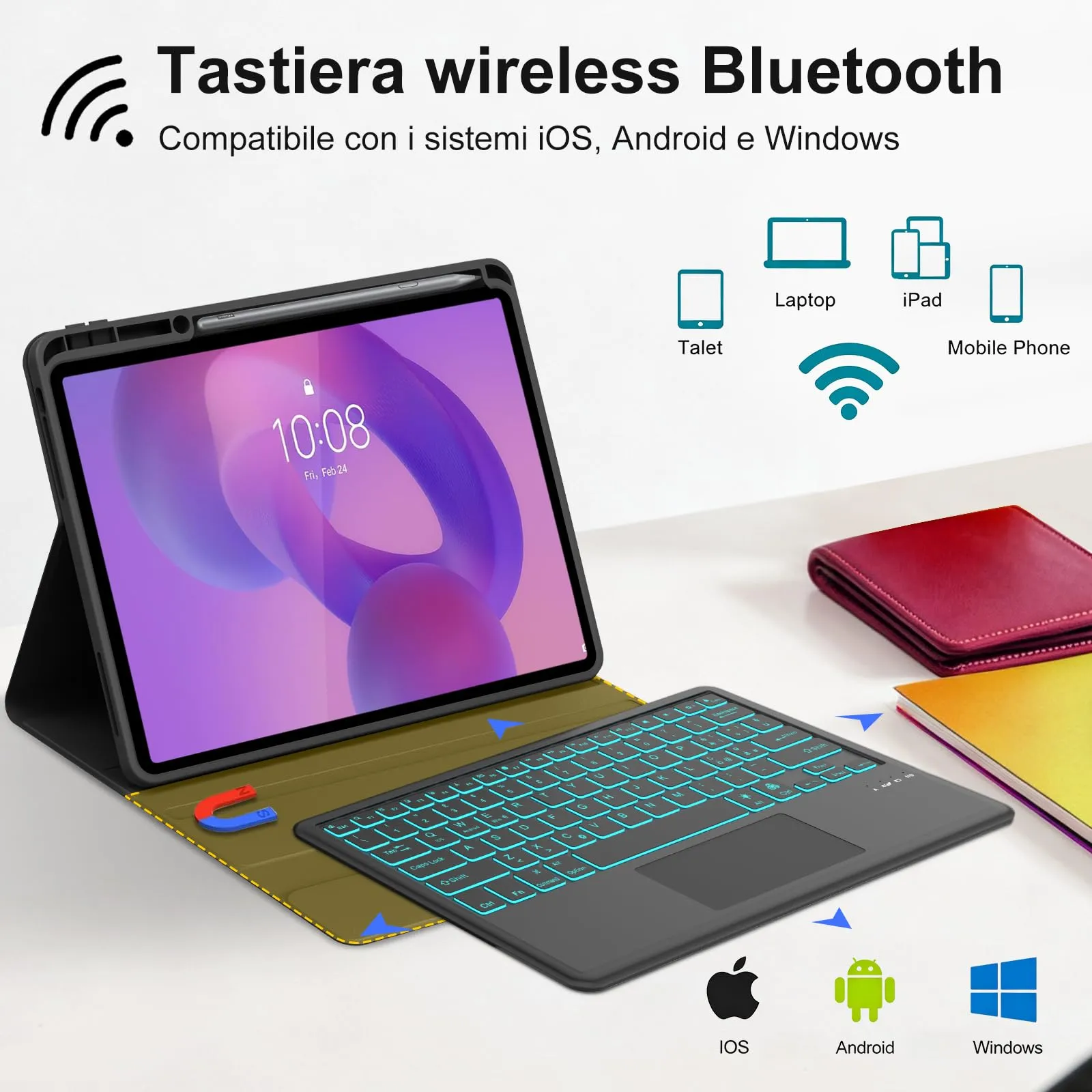 FOGARI Per Lenovo Idea Tab Pro 2025 12.7 Pollici Cover Tastiera - immagine 3