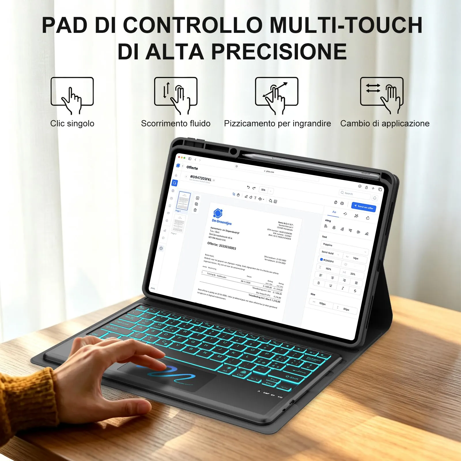 FOGARI Per Lenovo Idea Tab Pro 2025 12.7 Pollici Cover Tastiera - immagine 5