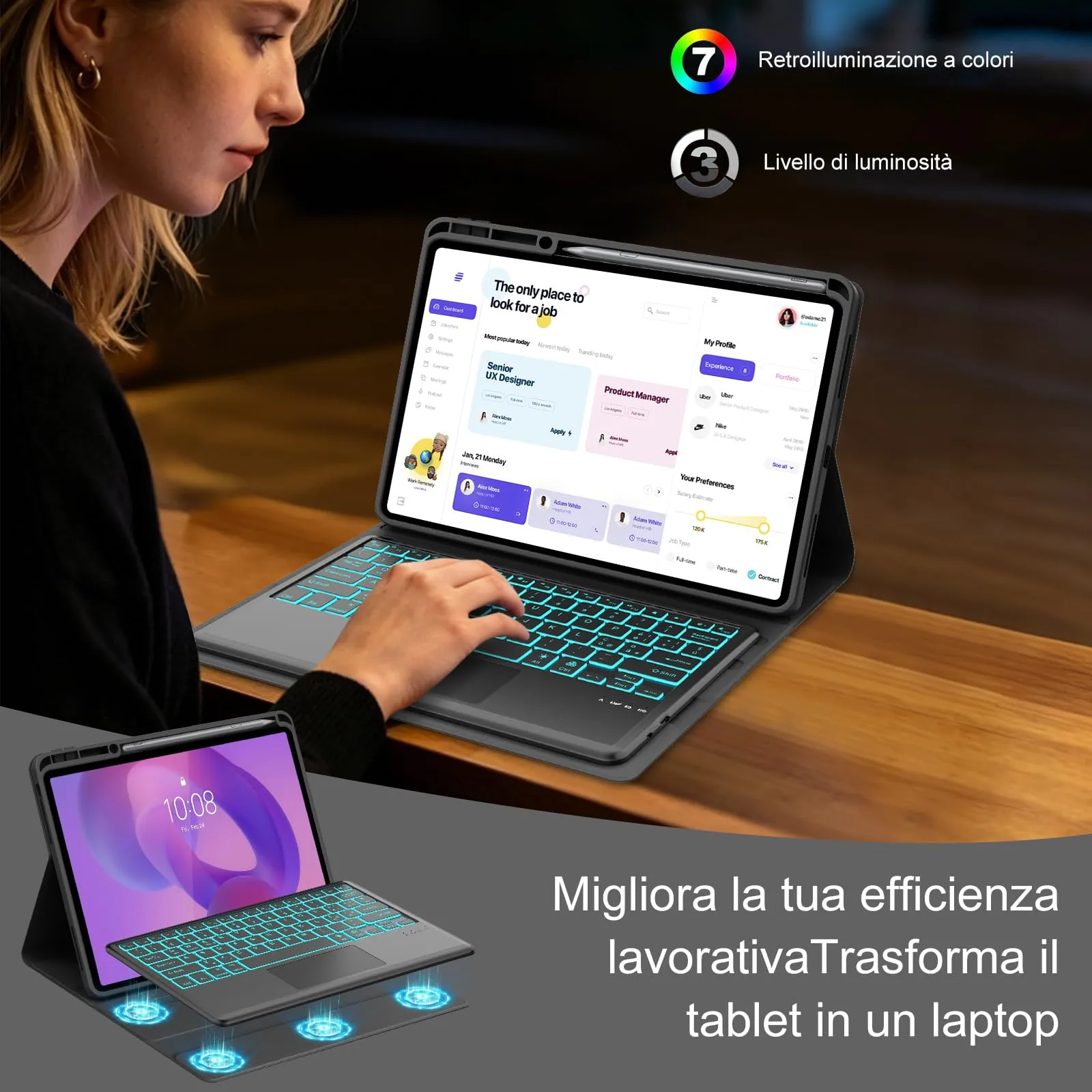 FOGARI Per Lenovo Idea Tab Pro 2025 12.7 Pollici Cover Tastiera - immagine 6