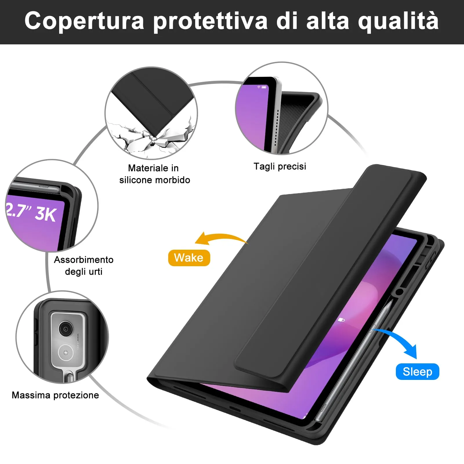 FOGARI Per Lenovo Idea Tab Pro 2025 12.7 Pollici Cover Tastiera - immagine 7