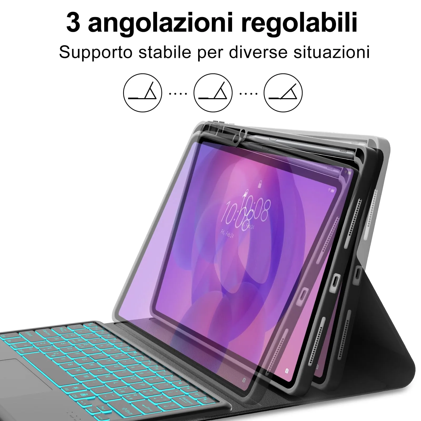 FOGARI Per Lenovo Idea Tab Pro 2025 12.7 Pollici Cover Tastiera - immagine 8