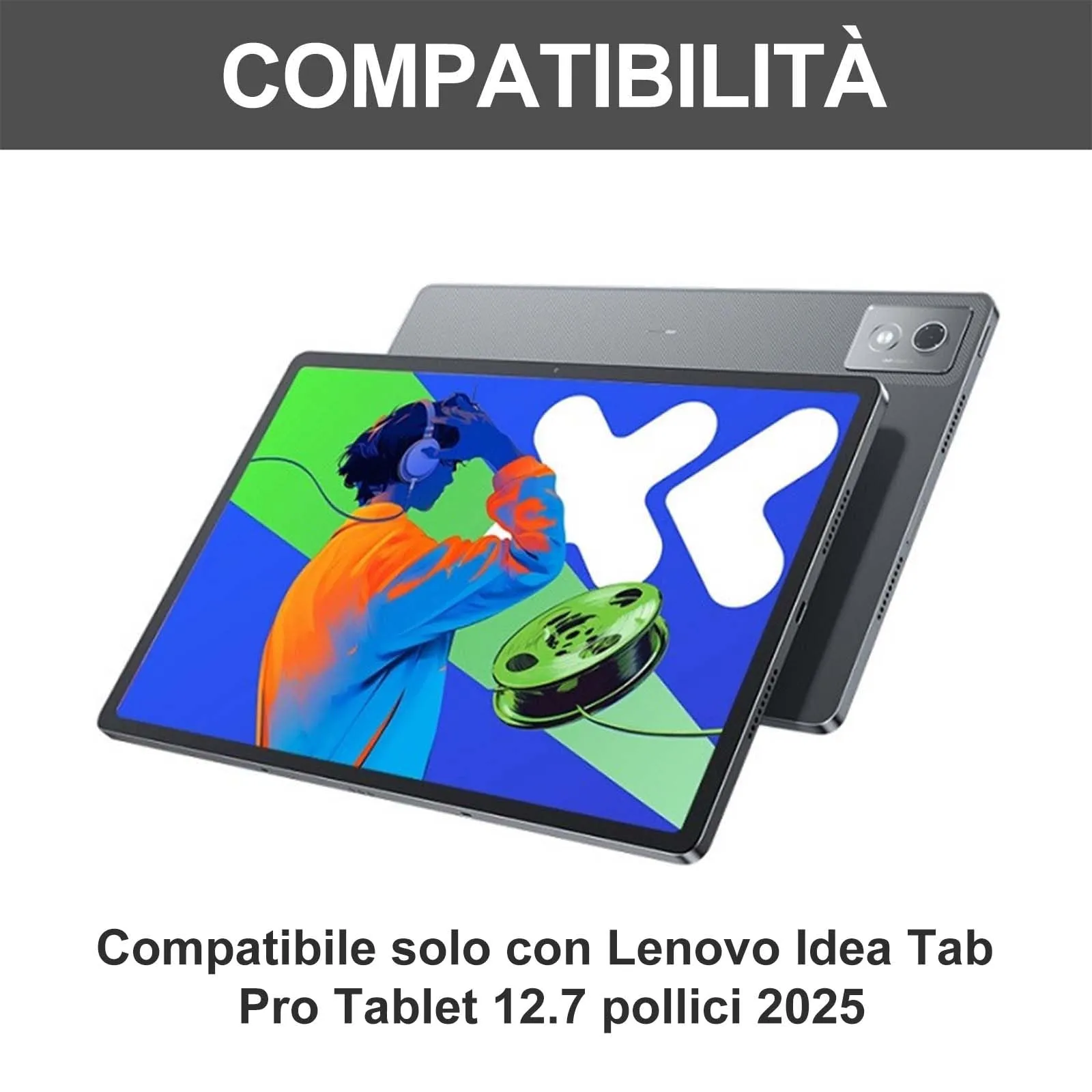 FOGARI Per Lenovo Idea Tab Pro 2025 12.7 Pollici Cover Tastiera - immagine 2