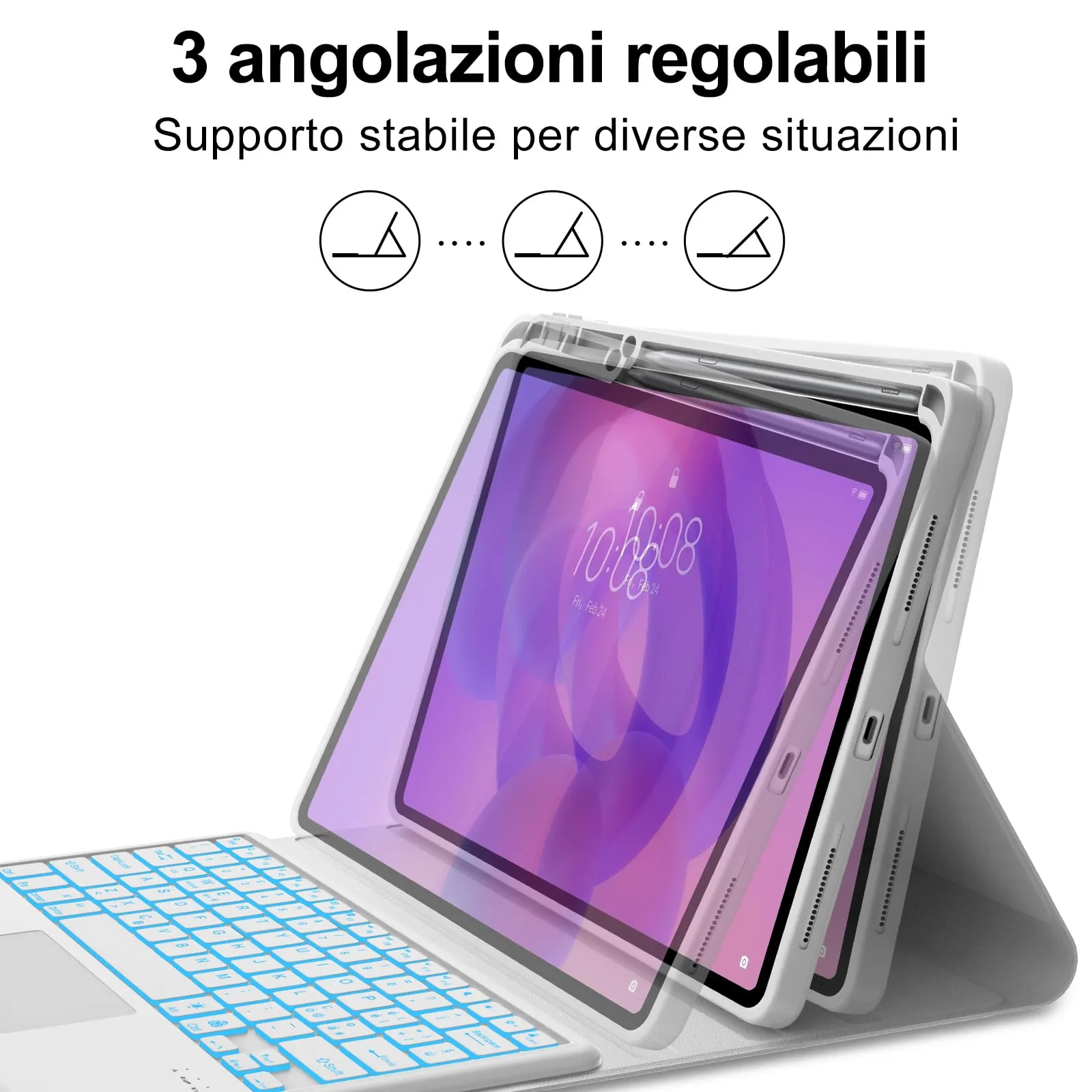 FOGARI Per Lenovo Idea Tab Pro 2025 12.7 Pollici Cover Tastiera - immagine 8