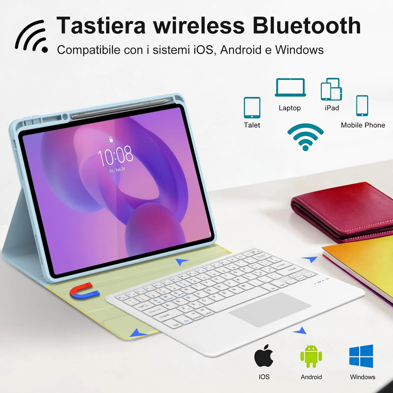 FOGARI Per Lenovo Idea Tab Pro 2025 12.7 Pollici Cover Tastiera - immagine 3