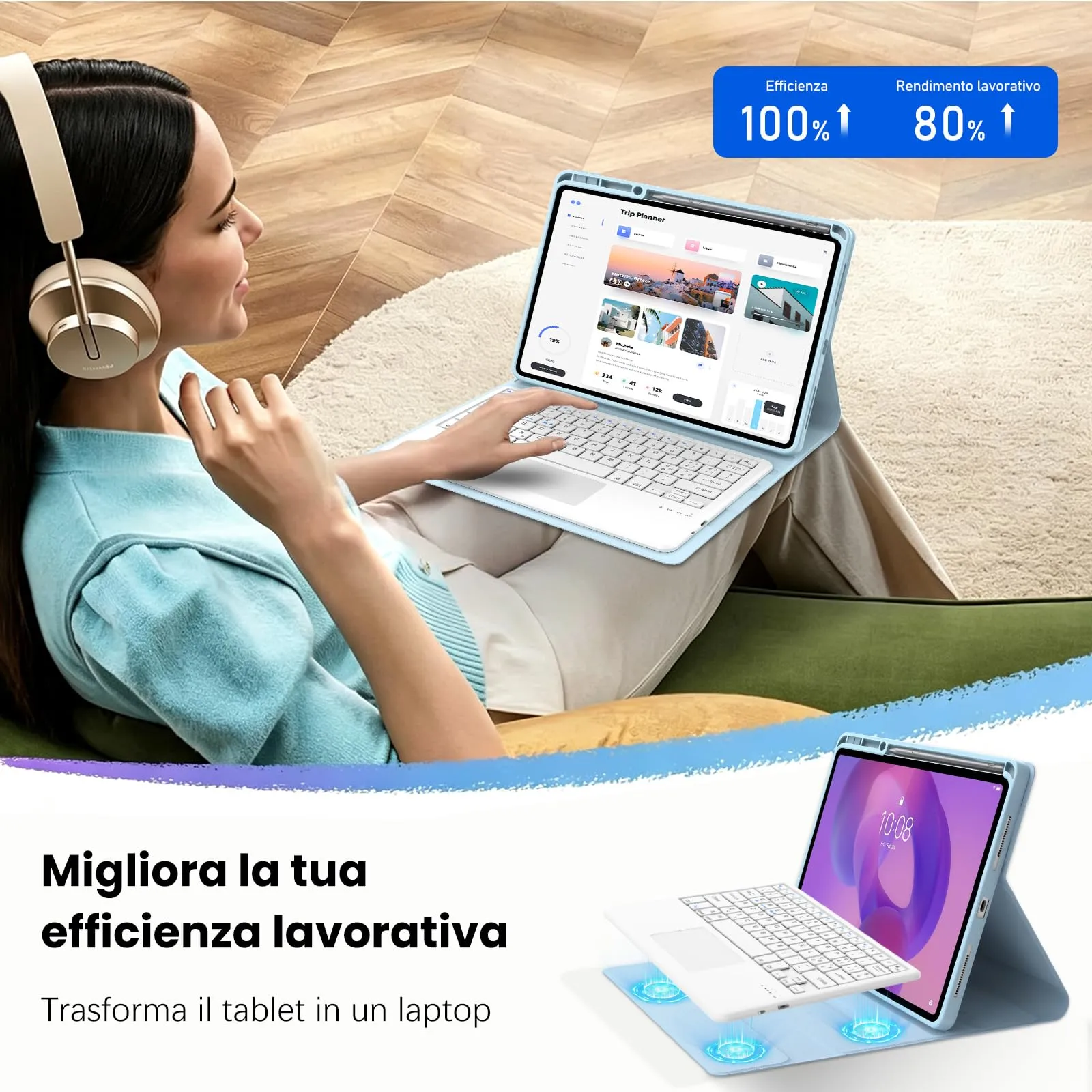 FOGARI Per Lenovo Idea Tab Pro 2025 12.7 Pollici Cover Tastiera - immagine 8