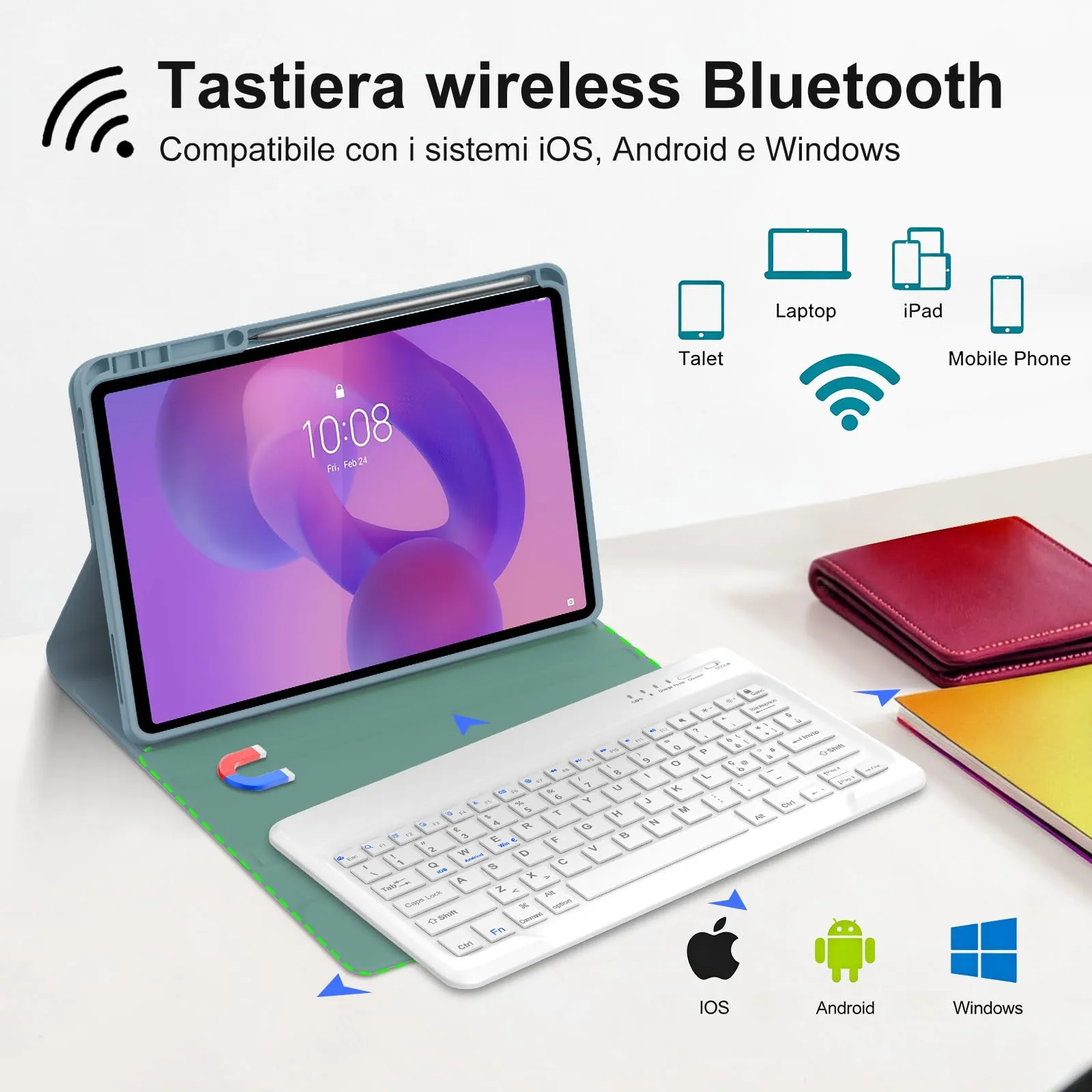 FOGARI Per Lenovo Idea Tab Pro 2025 12.7 Pollici Cover Tastiera - immagine 3