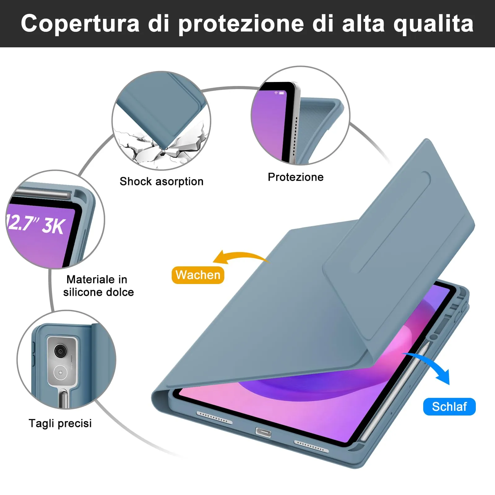 FOGARI Per Lenovo Idea Tab Pro 2025 12.7 Pollici Cover Tastiera - immagine 5