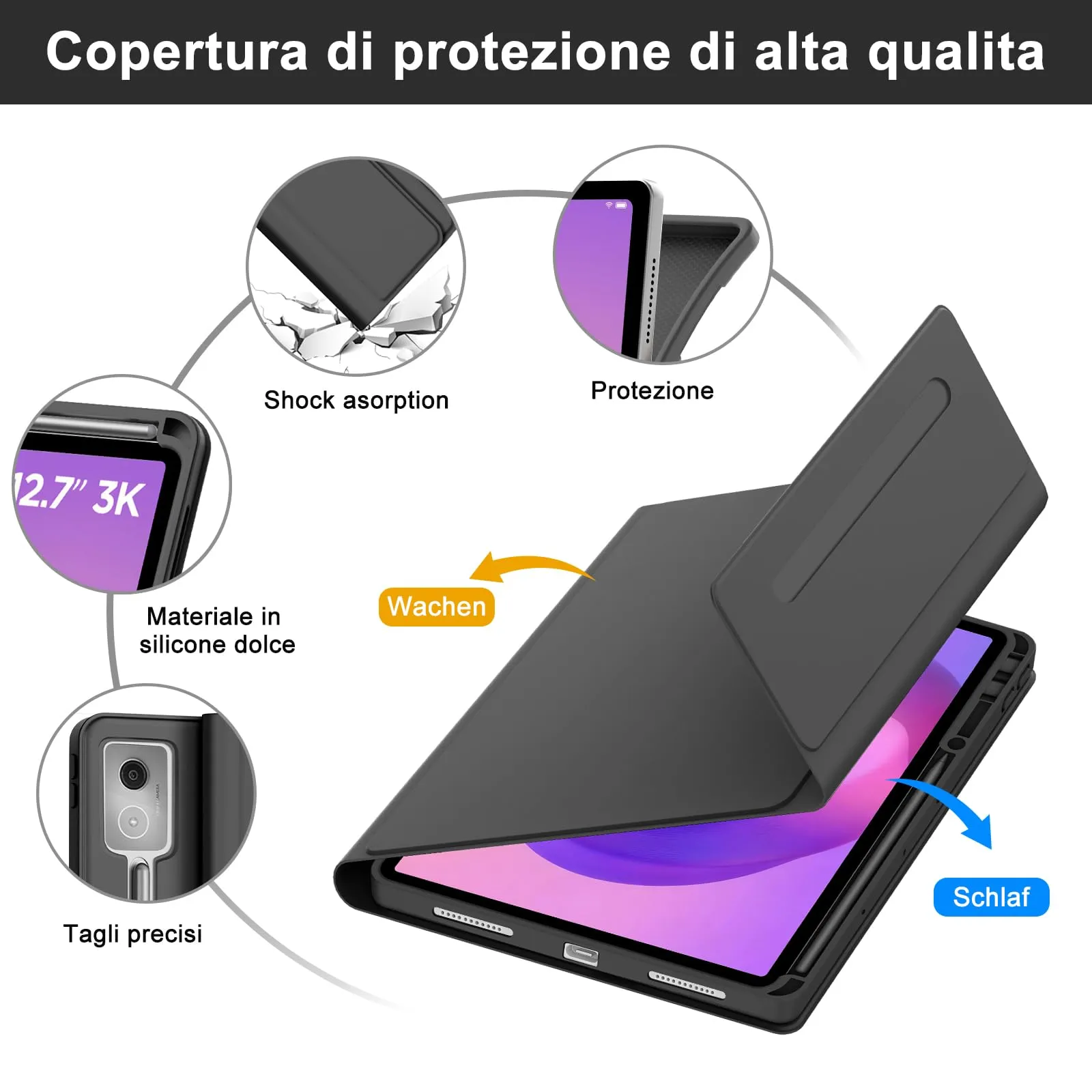 FOGARI Per Lenovo Idea Tab Pro 2025 12.7 Pollici Cover Tastiera - immagine 5