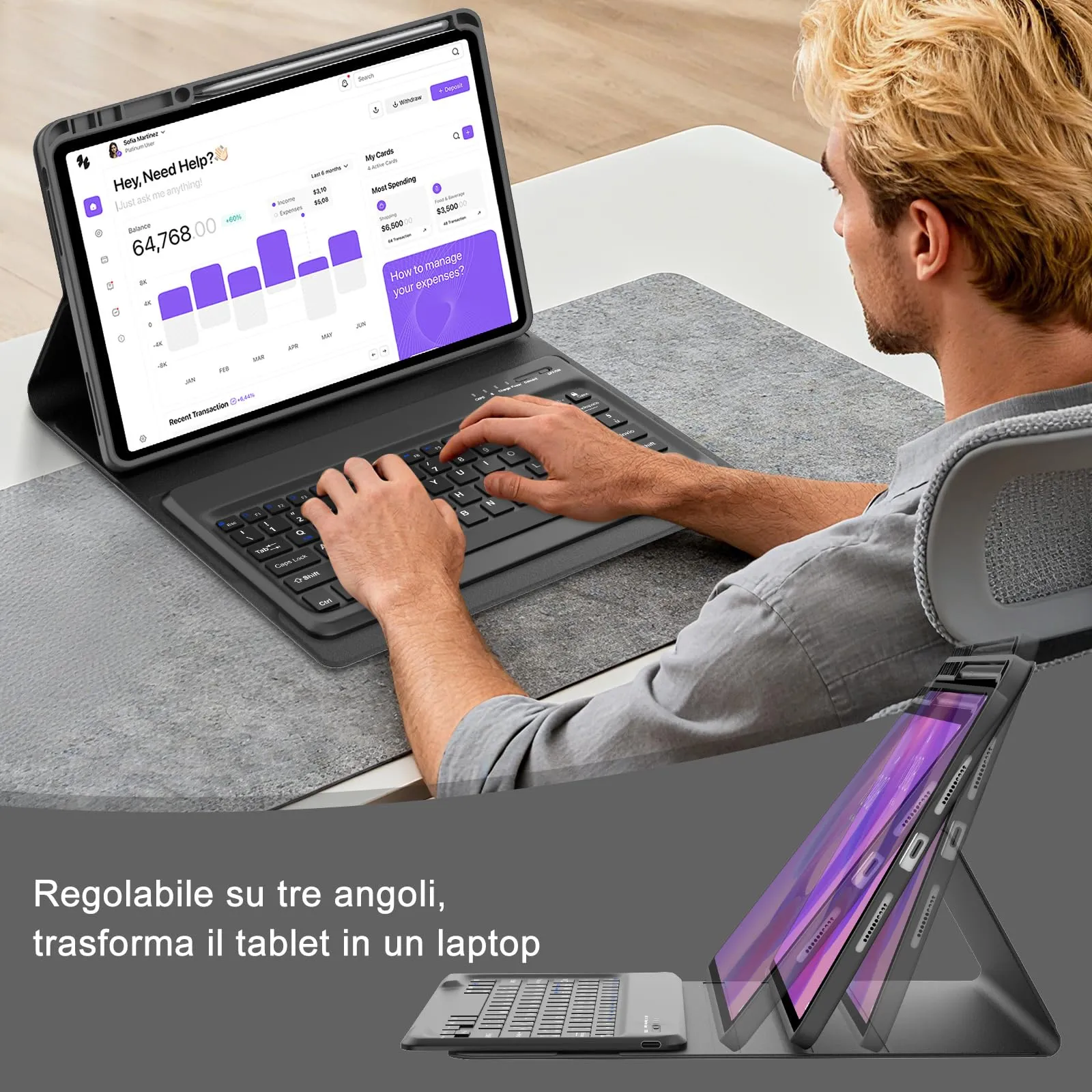 FOGARI Per Lenovo Idea Tab Pro 2025 12.7 Pollici Cover Tastiera - immagine 7