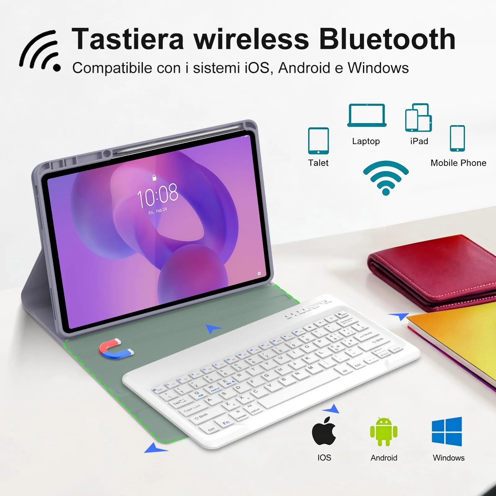 FOGARI Per Lenovo Idea Tab Pro 2025 12.7 Pollici Cover Tastiera - immagine 3