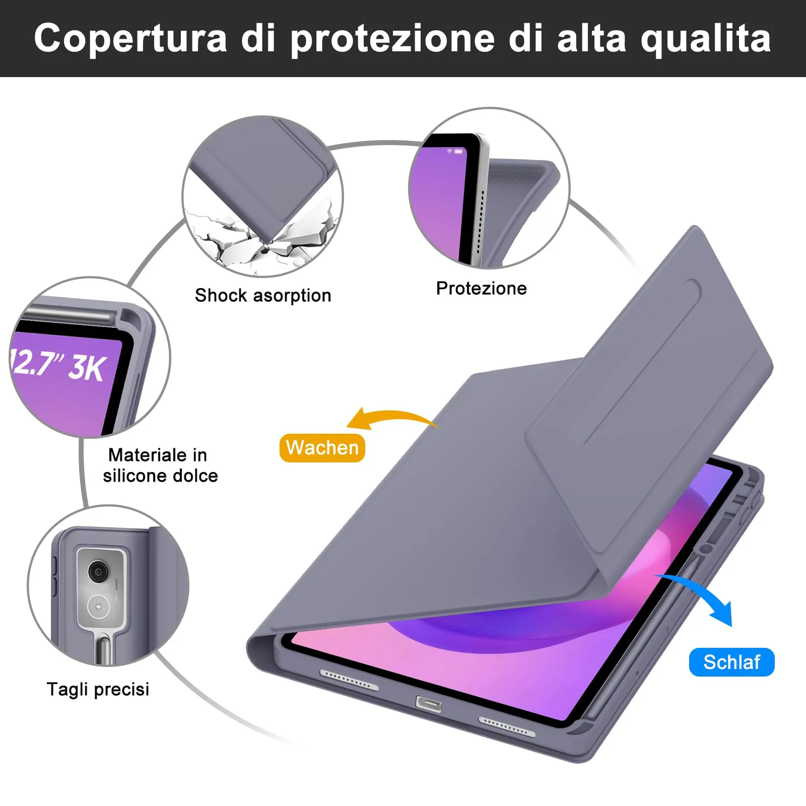 FOGARI Per Lenovo Idea Tab Pro 2025 12.7 Pollici Cover Tastiera - immagine 5