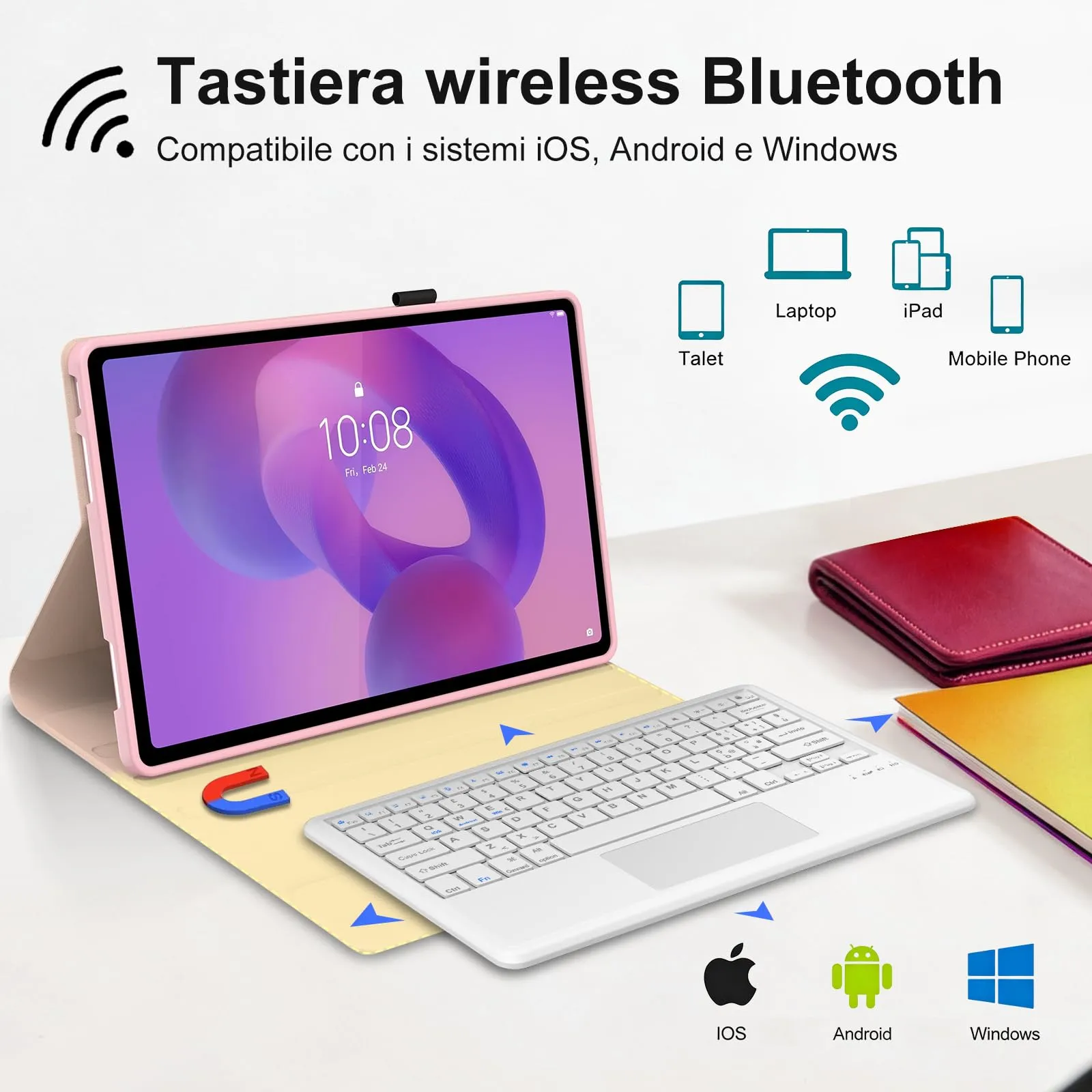 Per Lenovo Idea Tab Plus 2025 12.1 Pollici Cover Tastiera - immagine 3