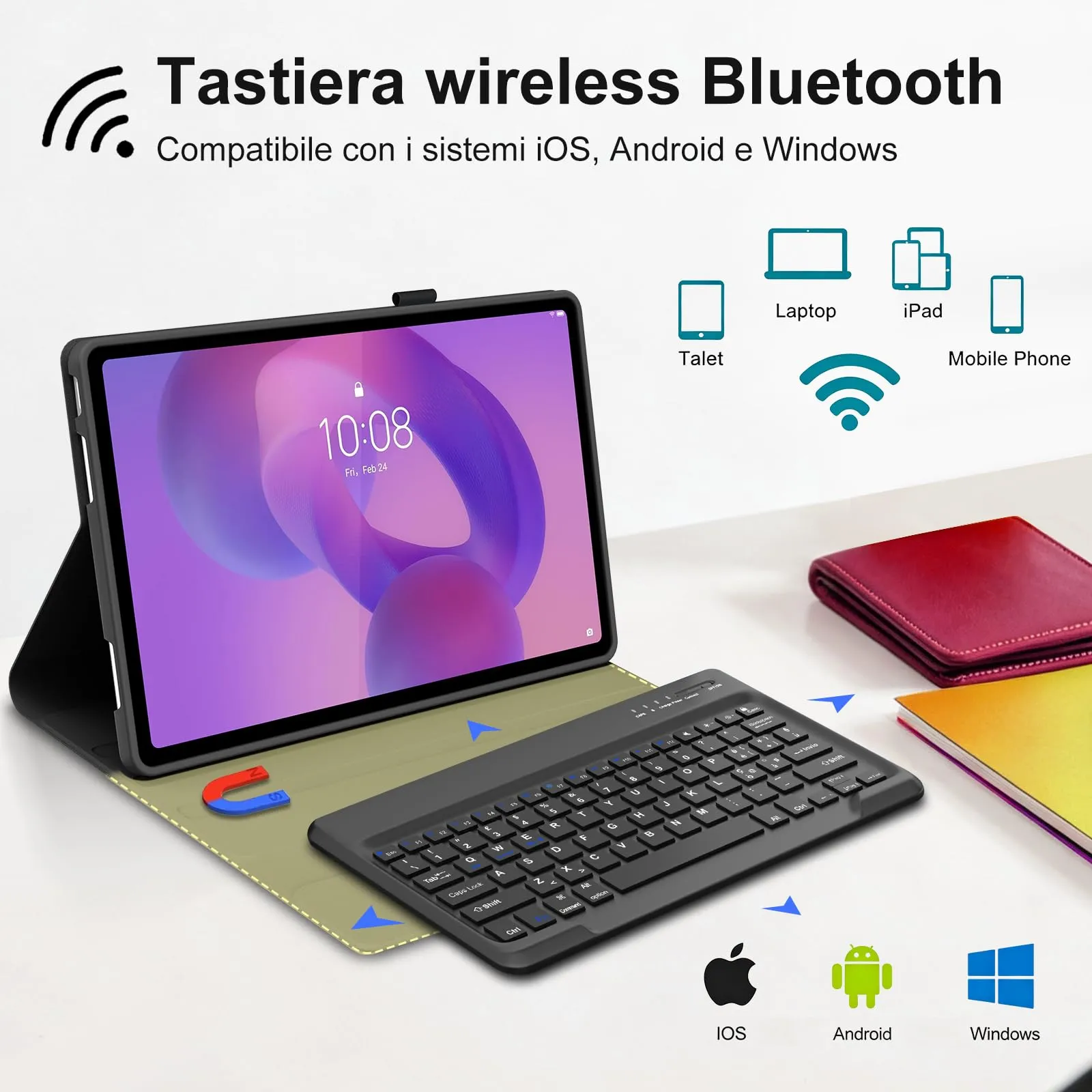 FOGARI Per Lenovo Idea Tab Plus 2025 12.1 Pollici Cover Tastiera - immagine 3