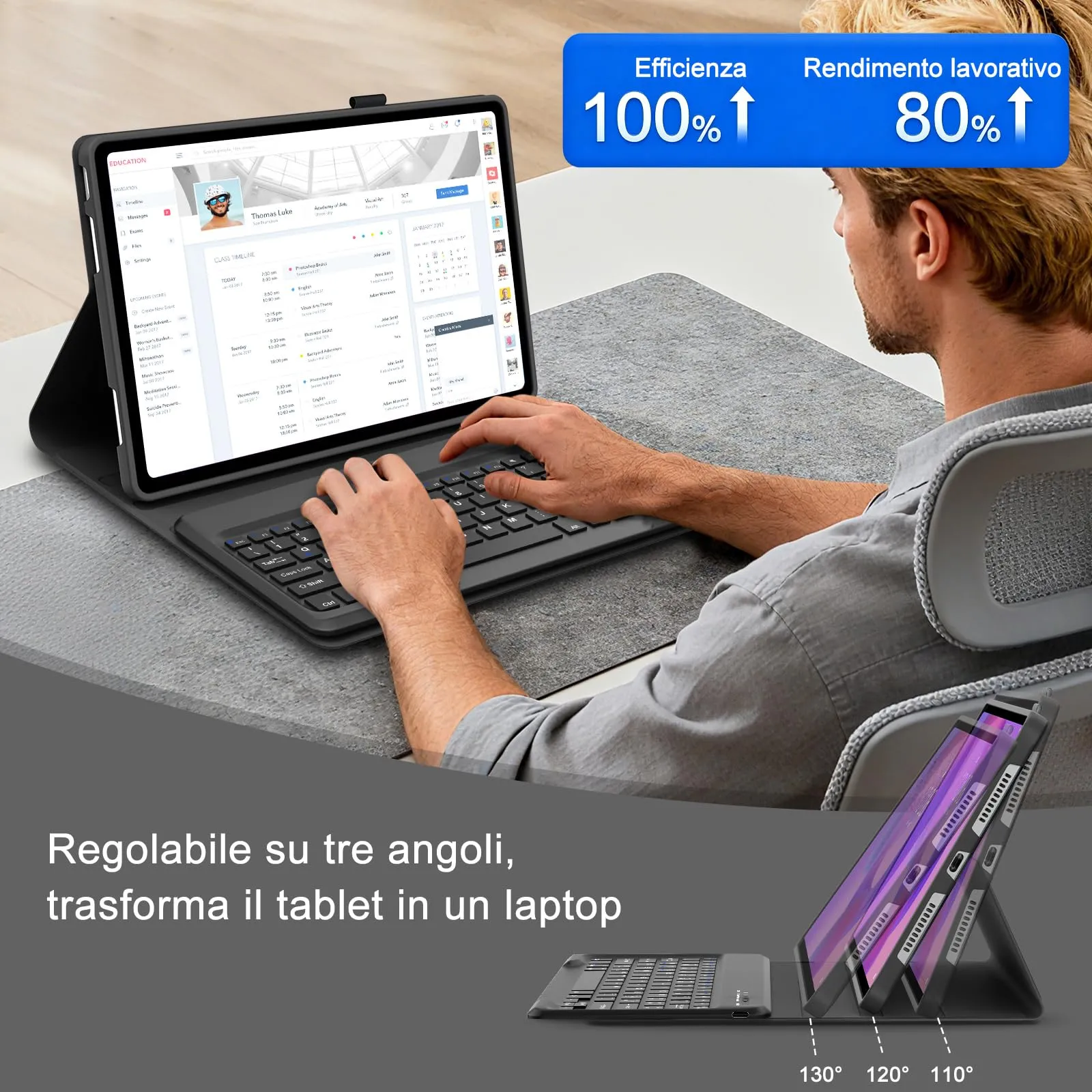 FOGARI Per Lenovo Idea Tab Plus 2025 12.1 Pollici Cover Tastiera - immagine 7