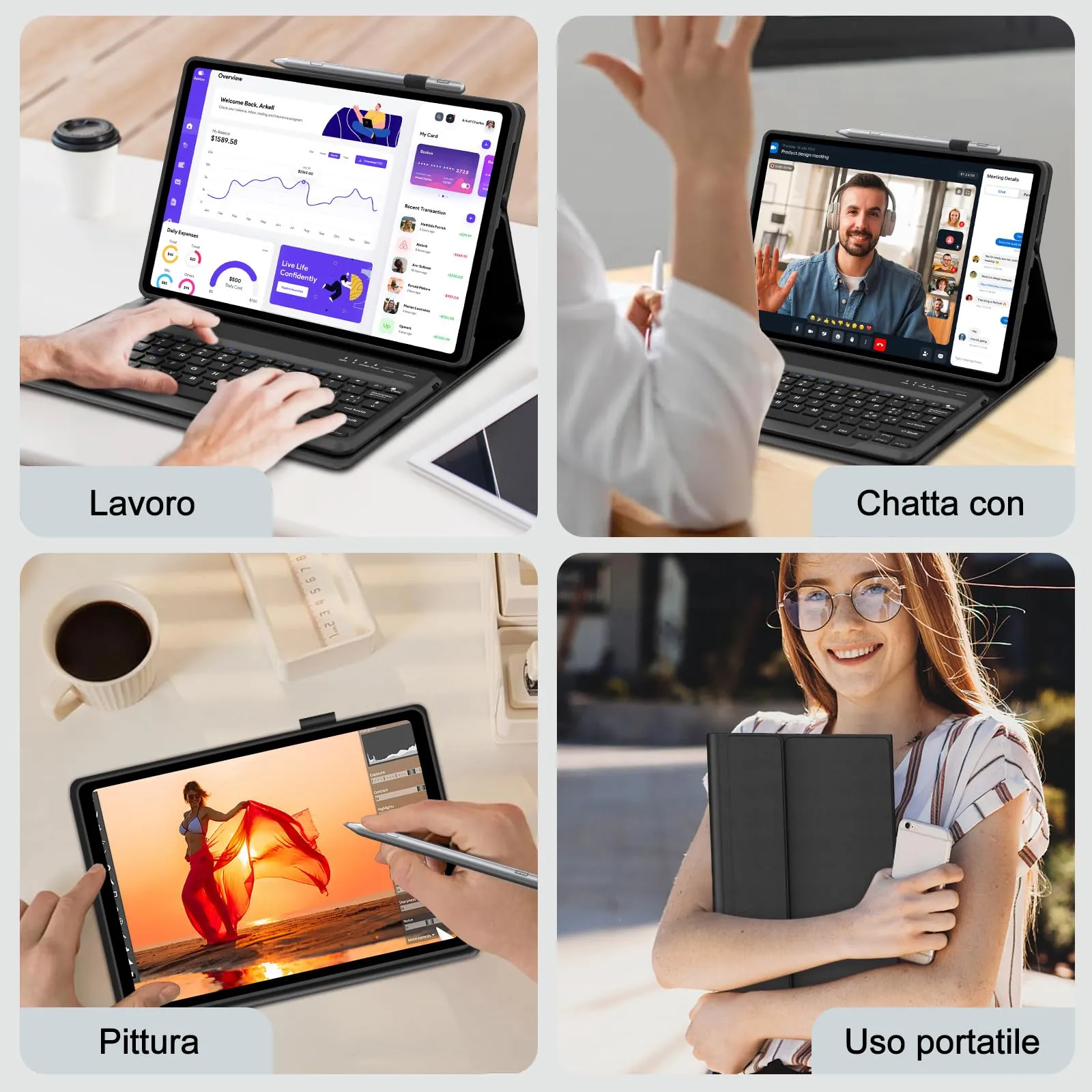 FOGARI Per Lenovo Idea Tab Plus 2025 12.1 Pollici Cover Tastiera - immagine 8