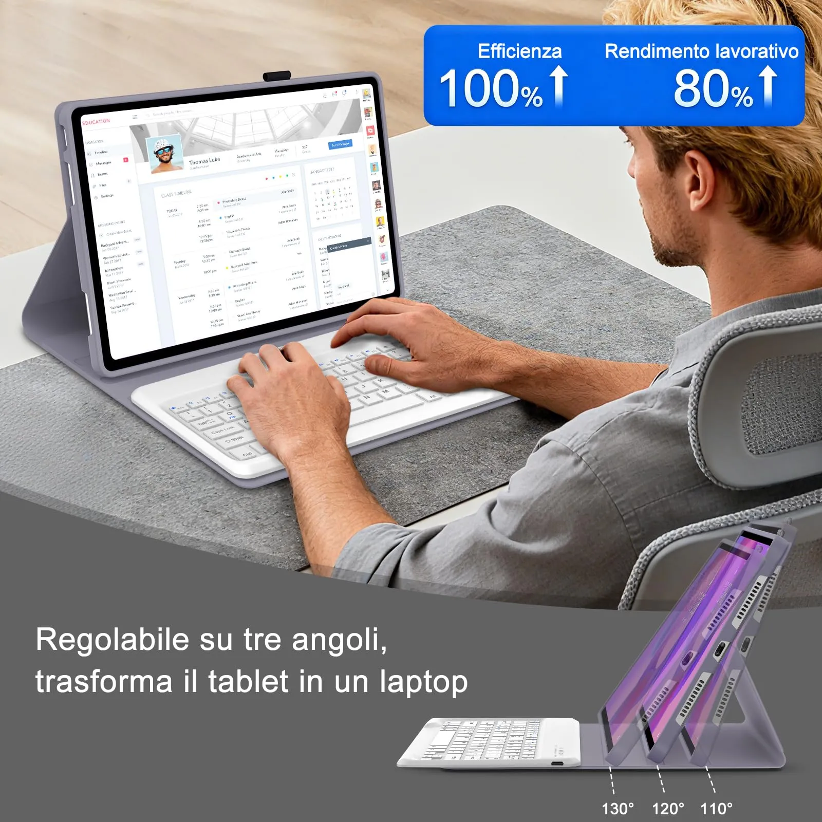 FOGARI Per Lenovo Idea Tab Plus 2025 12.1 Pollici Cover Tastiera - immagine 7