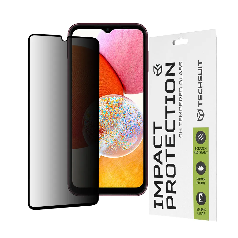 Pellicola protettiva per schermo Privacy Techsuit per Samsung Galaxy A14 A145 / A14 5G A146, Vetro temperato, Full Glue, 111D - immagine 1