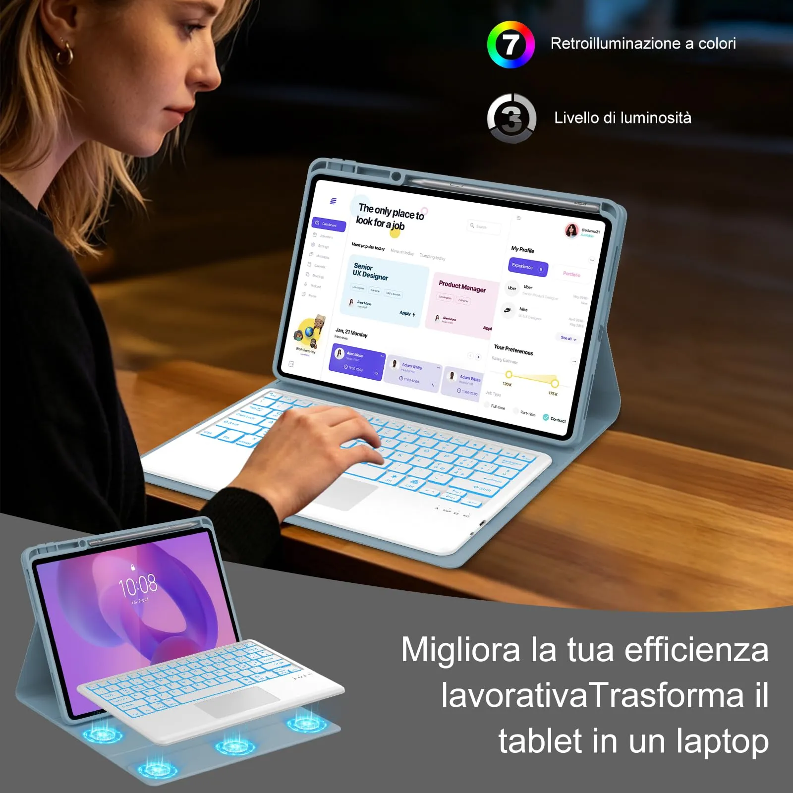 FOGARI Per Lenovo Idea Tab Pro 2025 12.7 Pollici Cover Tastiera - immagine 6