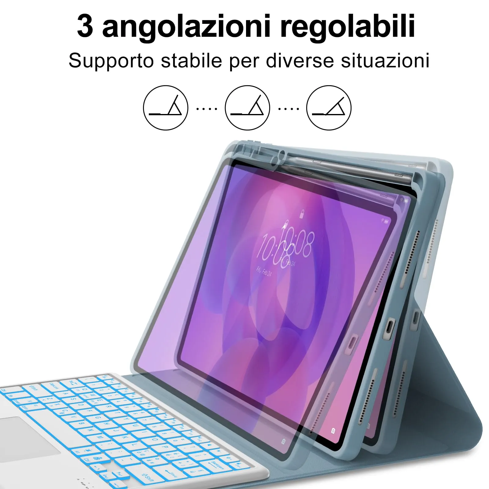 FOGARI Per Lenovo Idea Tab Pro 2025 12.7 Pollici Cover Tastiera - immagine 8