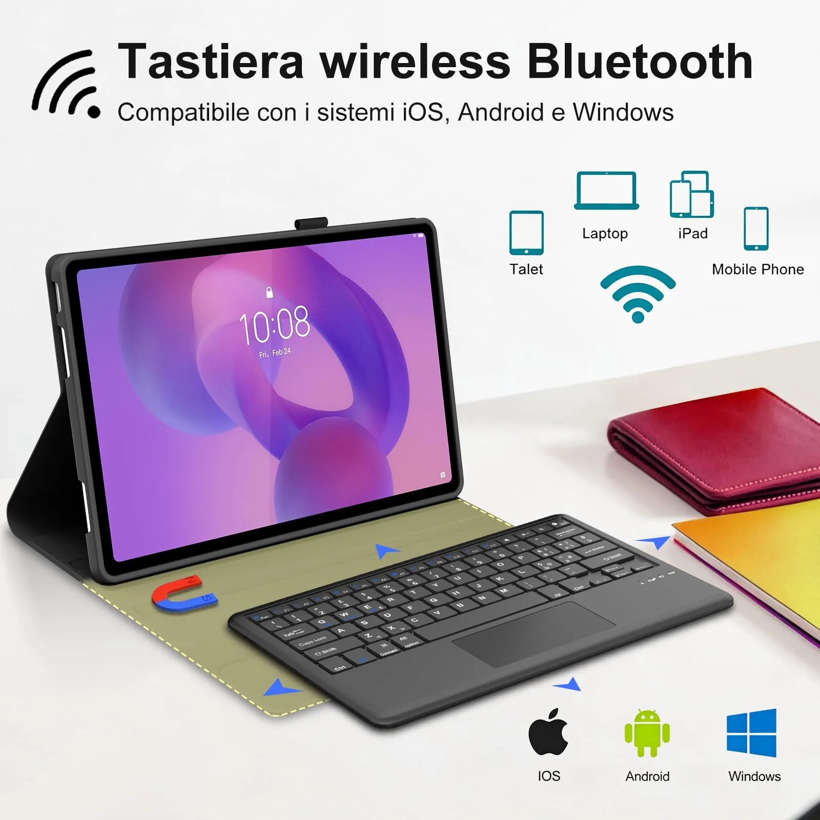 FOGARI Per Lenovo Idea Tab Plus 2025 12.1 Pollici Cover Tastiera - immagine 3