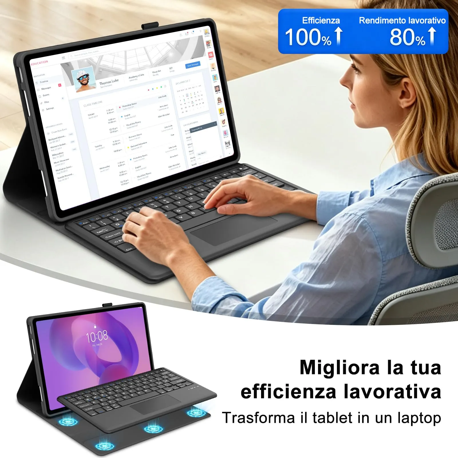 FOGARI Per Lenovo Idea Tab Plus 2025 12.1 Pollici Cover Tastiera - immagine 8
