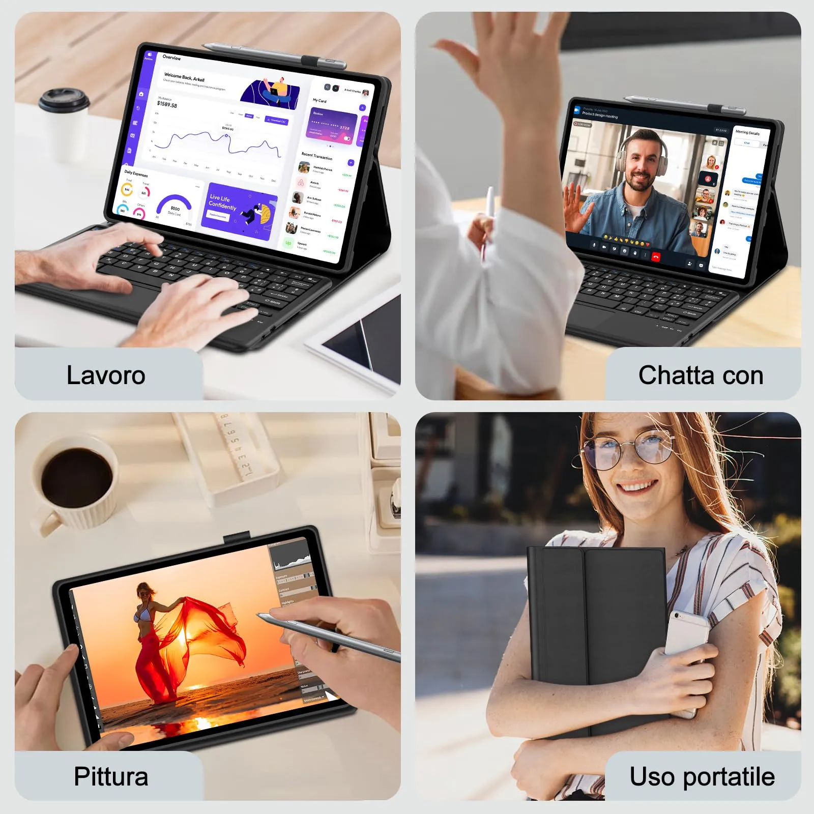 FOGARI Per Lenovo Idea Tab Plus 2025 12.1 Pollici Cover Tastiera - immagine 9