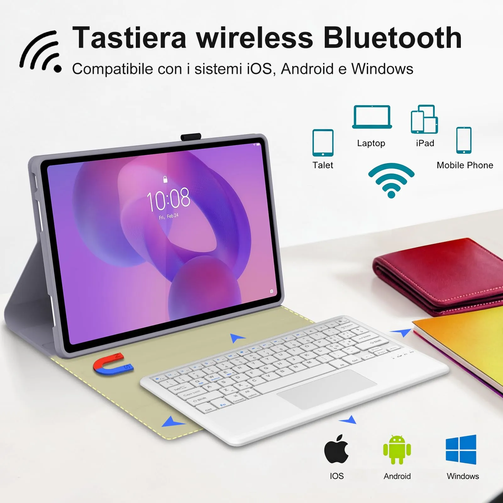 FOGARI Per Lenovo Idea Tab Plus 2025 12.1 Pollici Cover Tastiera - immagine 3