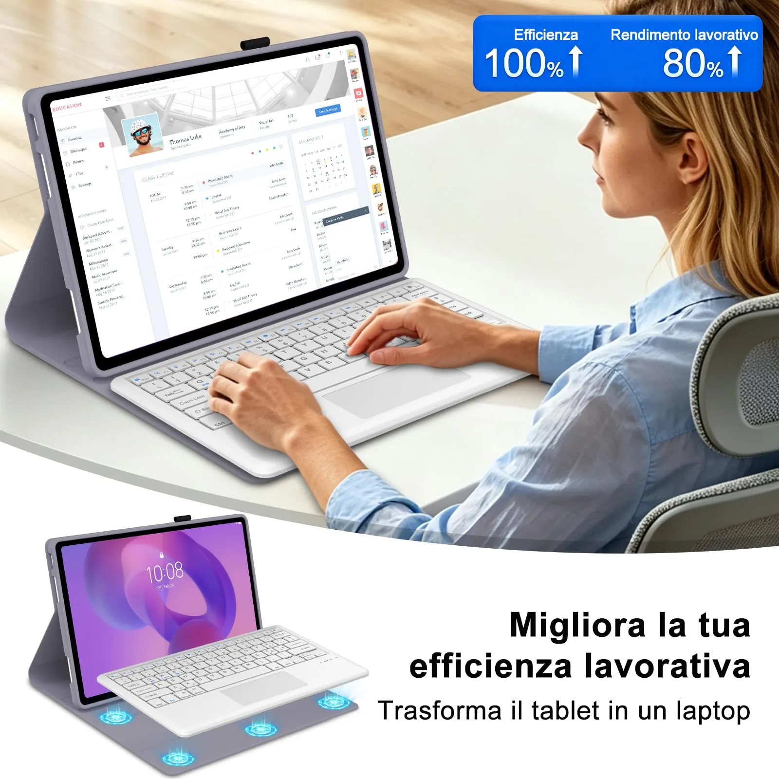 FOGARI Per Lenovo Idea Tab Plus 2025 12.1 Pollici Cover Tastiera - immagine 8