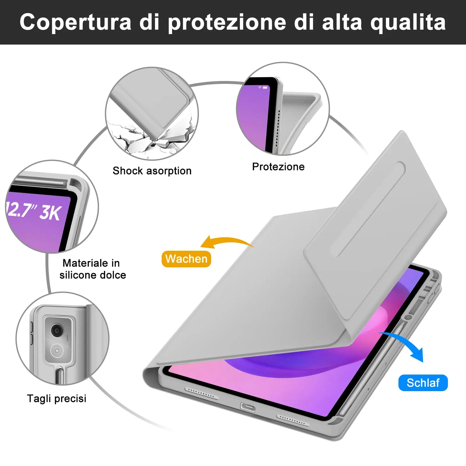 FOGARI Per Lenovo Idea Tab Pro 2025 12.7 Pollici Cover Tastiera - immagine 5