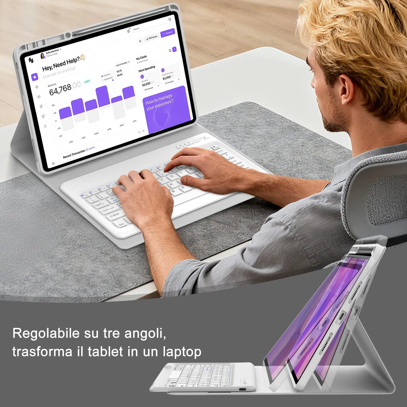 FOGARI Per Lenovo Idea Tab Pro 2025 12.7 Pollici Cover Tastiera - immagine 7